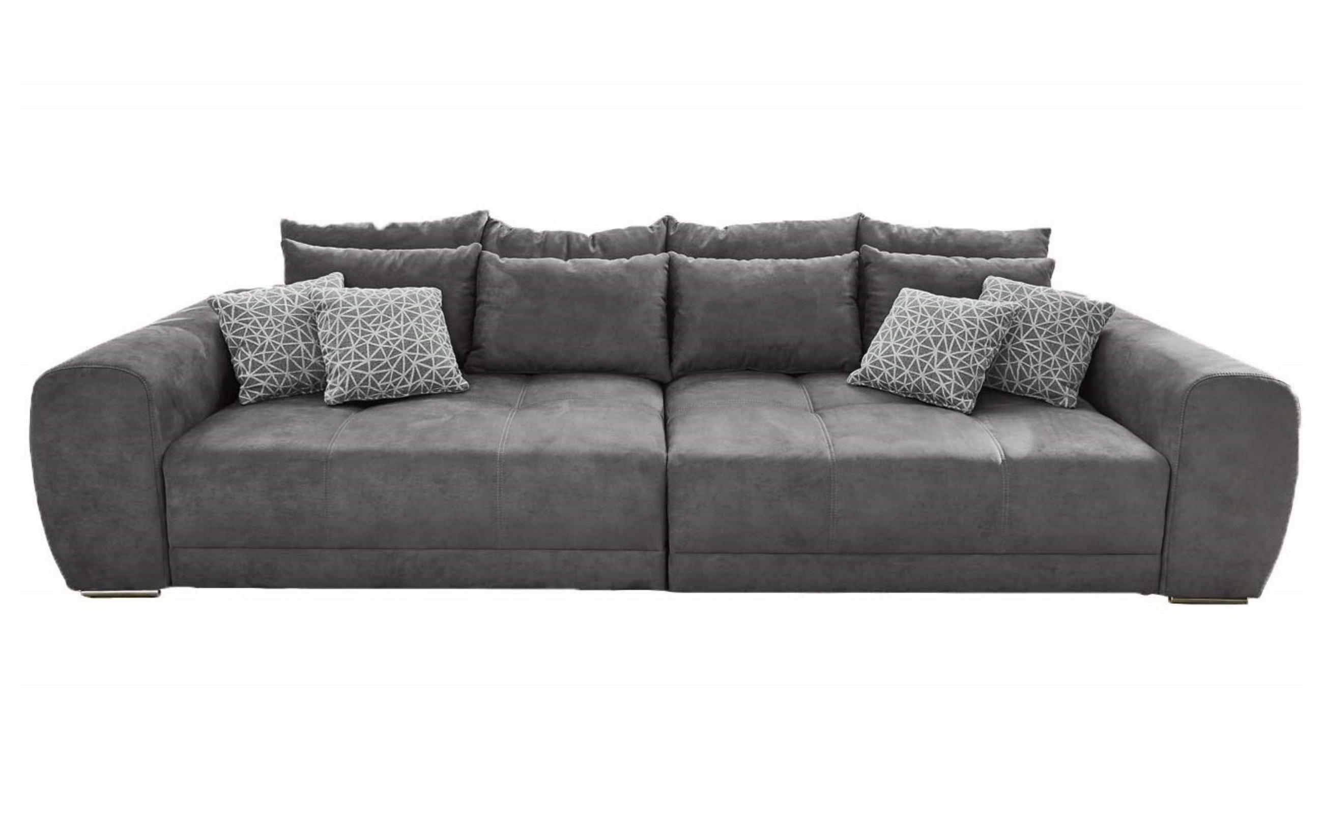 BIG-SOFA Federkern B306/T134/H86 cm, Liegefläche 120x240 cm, Mikrofaser Grau / 15114 - Chromfarben/Grau, Textil/Metall (306/86/134cm) - luma-home