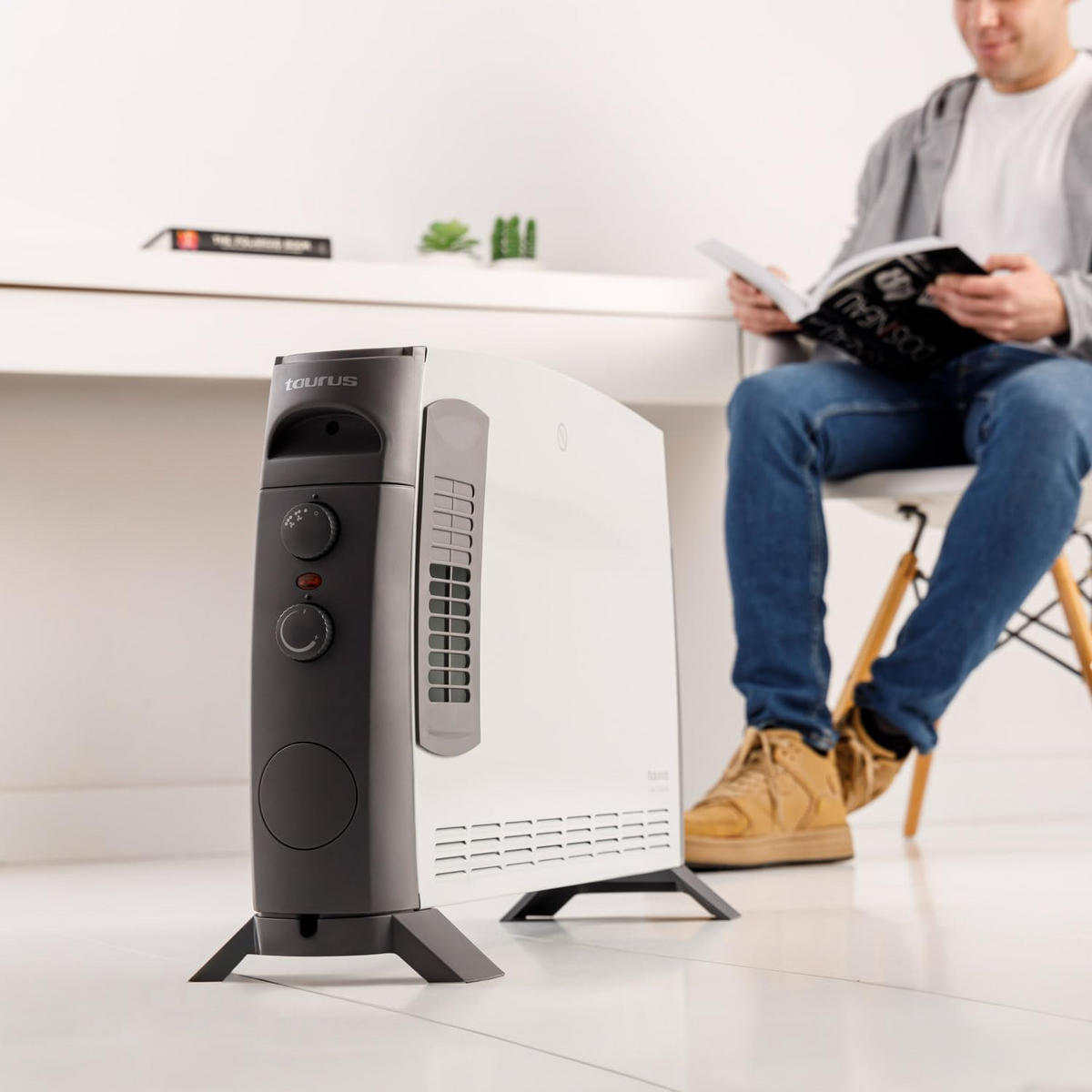 KONVEKTOR – Taurus Turbo 2000W – Elektrische Heizung, Heizkörper, Heizgerät, mobile Elektroheizung, Elektroheizkörper, Elektro Radiator Heizlüfter - Weiß, Metall (20/15/53cm) - JUNG