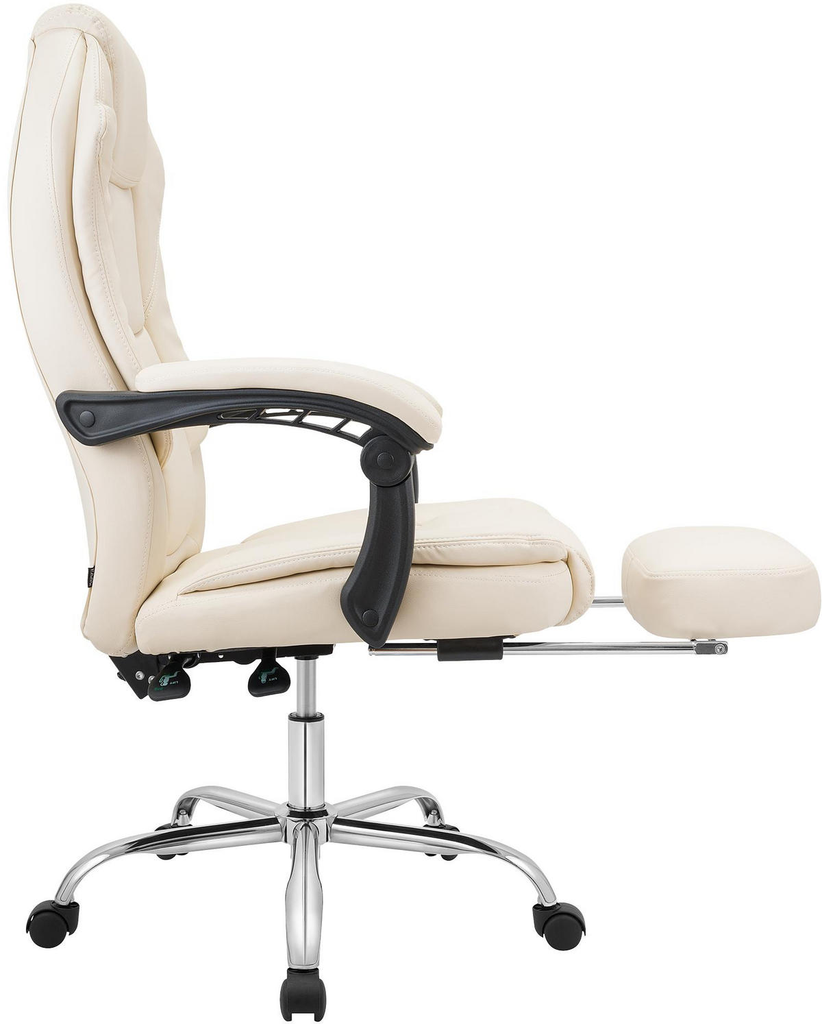 CHEFSESSEL Lederlook Creme - Creme/Grau, Kunststoff/Textil (65/109/73cm) - CLP