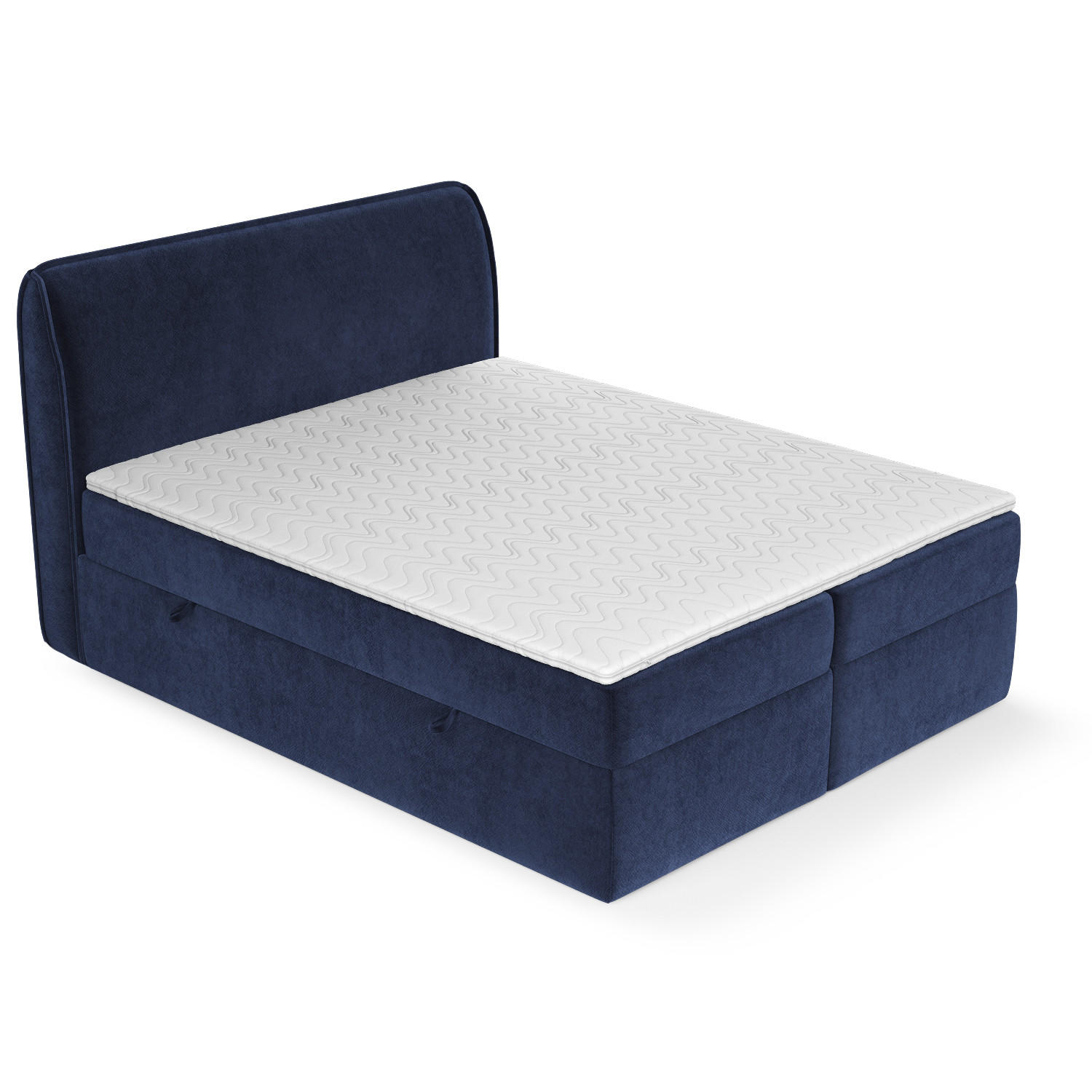 BOXBETT Organic Marineblau 180/200 cm mit Bonellmatratze und Topper - Schwarz/Dunkelblau, Holz/Holzwerkstoff (180/200cm) - Maison de Reve