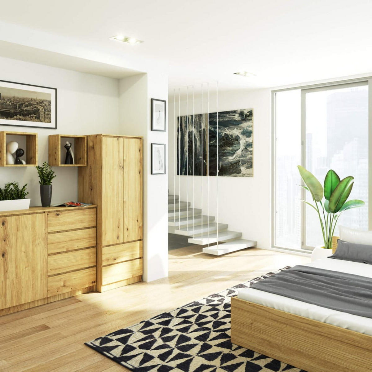 KLEIDERSCHRANK Eiche Artisan 180/60/51 - Eiche Artisan, Holzwerkstoff (60/180/51cm) - RAUMHIRSCH FURNITURE