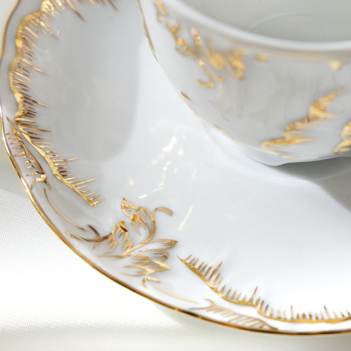 KAFFESERVICE CMIELOW ROCOCO Kaffetassen-Set - Goldfarben/Weiß, Keramik (15.7/7.5/15.7cm) - KONSIMO®