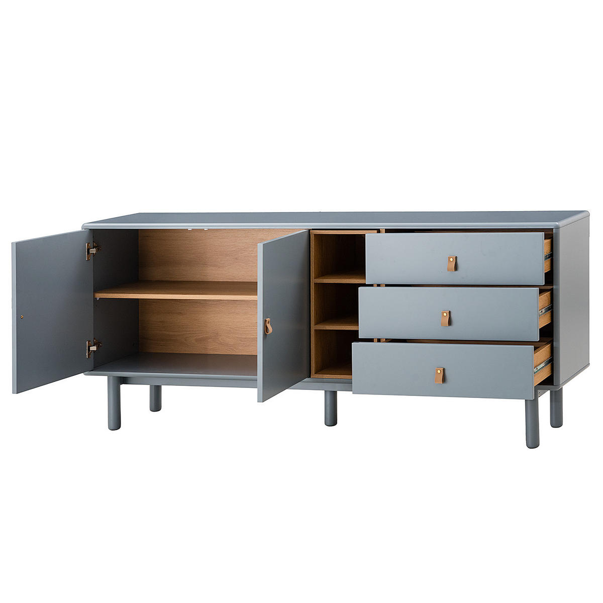 SIDEBOARD - MDF / Spanplatte - Blaugrau/Braun, Holz/Holzwerkstoff (180/75/40cm) - home24