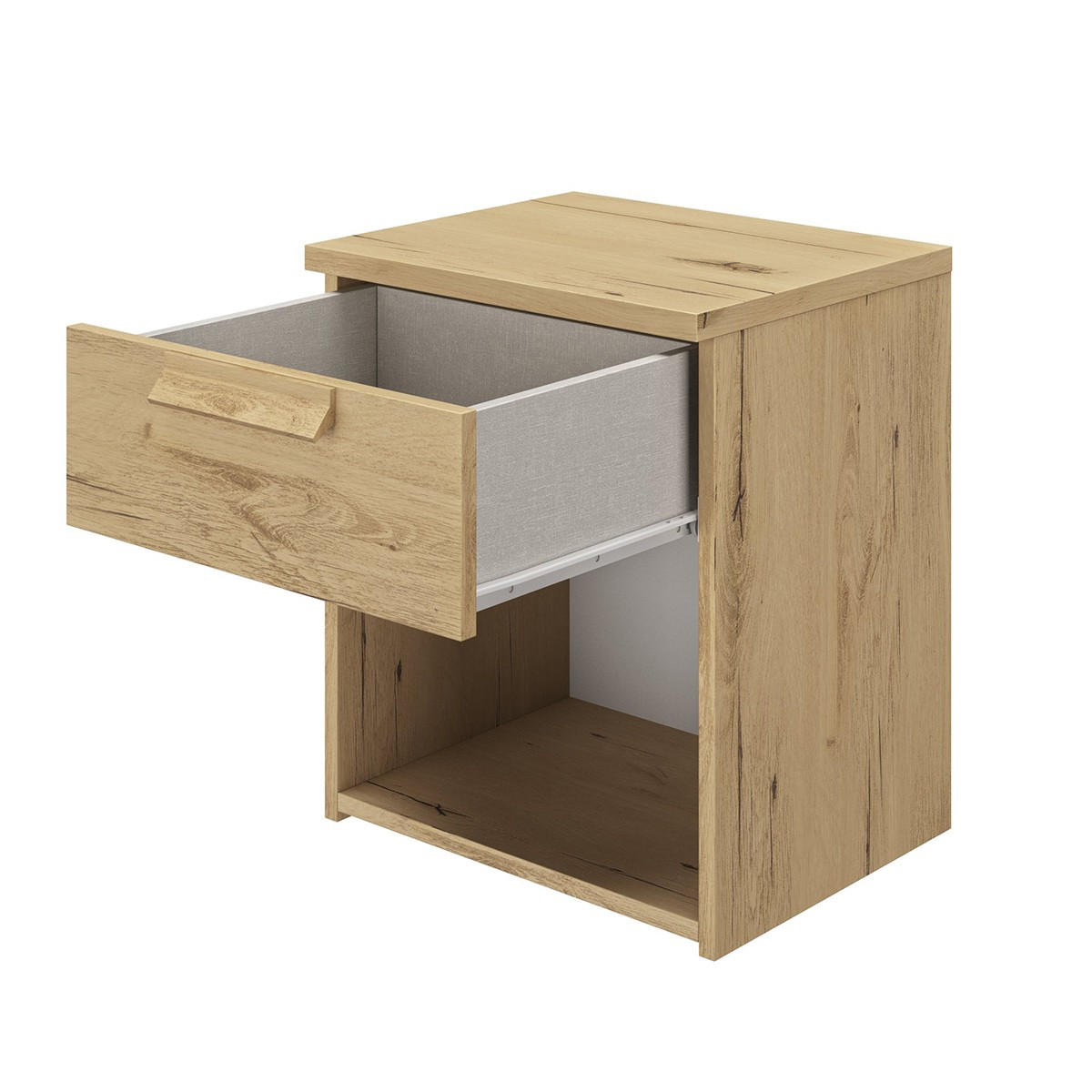 NACHTTISCH 1 Schublade Cyrus - Französische Herstellung - 43/36/50 cm - Nussbaumfarben, Holzwerkstoff (36/50/43cm) - Calicosy