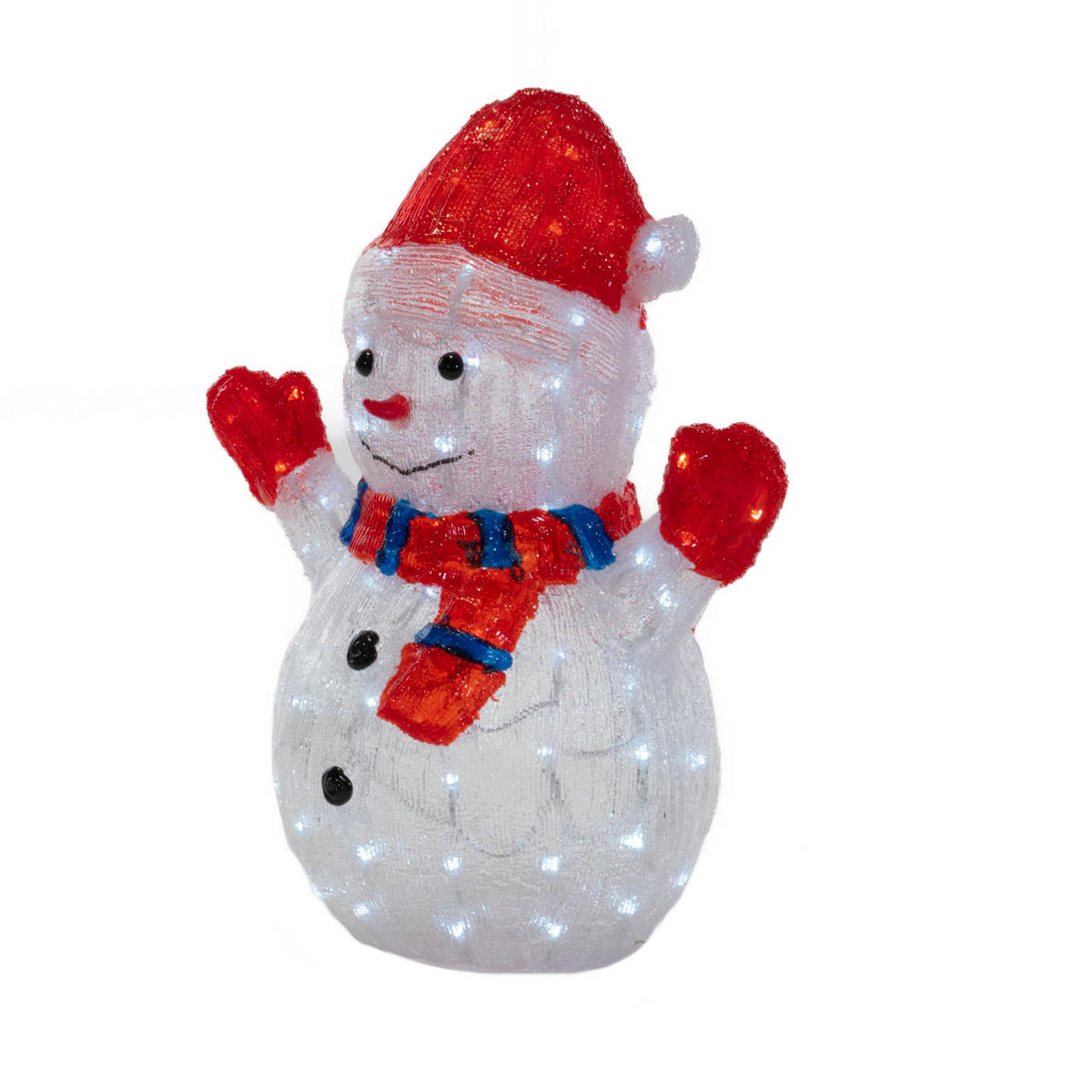 WEIHNACHTSDEKORATION LED-Schneemann 39/25,2/48 cm - Weiß, Kunststoff (25.2/48/39cm) - Fééric Lights and Christmas