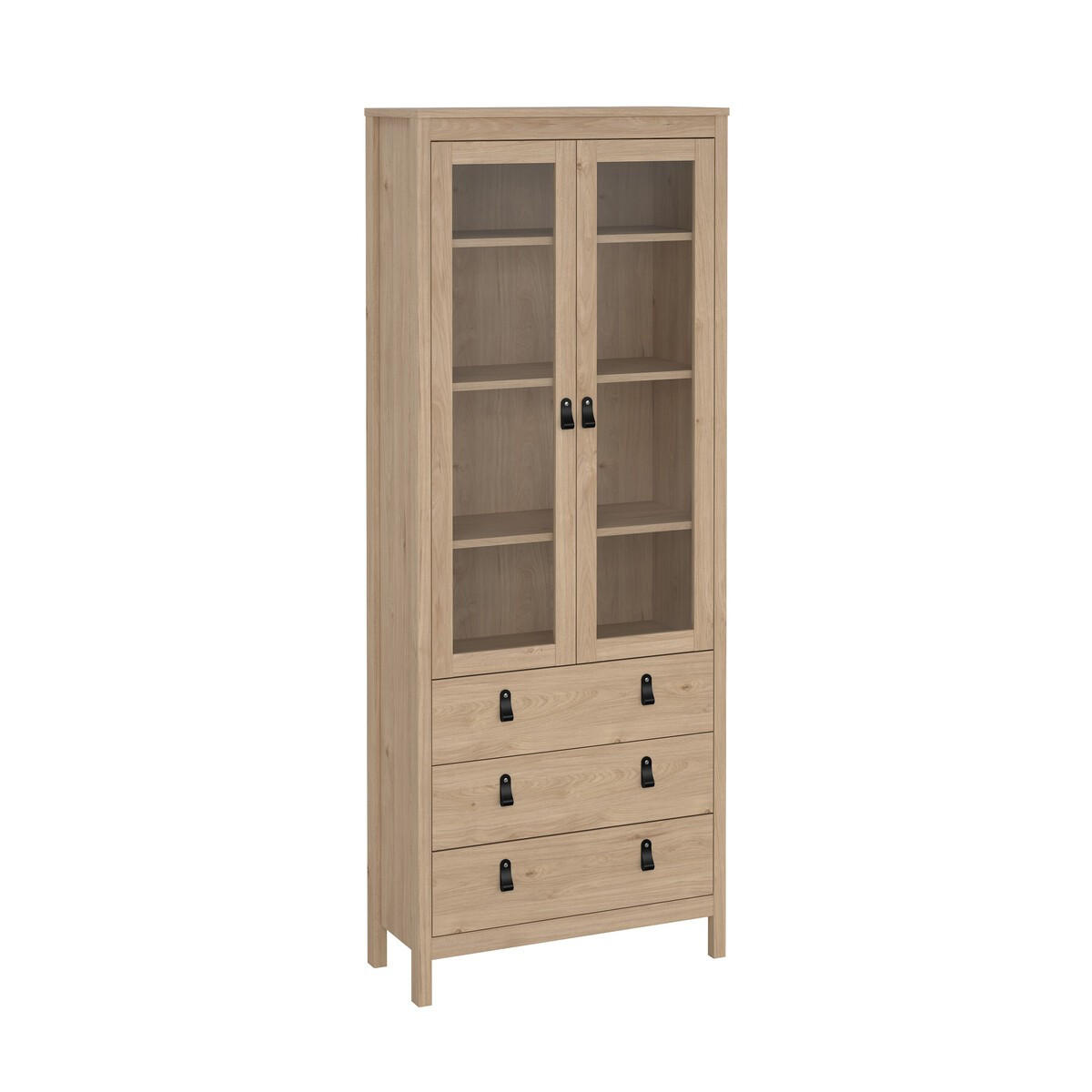 VITRINENSCHRANK, Madrid, Eiche, Holzwerkstoff, 79 x 33 x 199 cm - Eichefarben, Holzwerkstoff (79/199/33cm) - Calicosy
