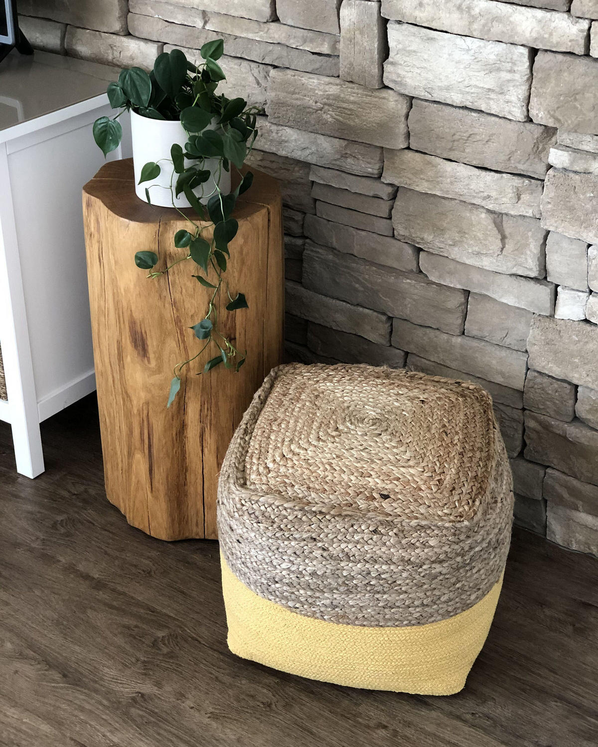 POUF Kirama 44/44/44 cm - Beige, Naturmaterialen (44/44/44cm) - Beliani
