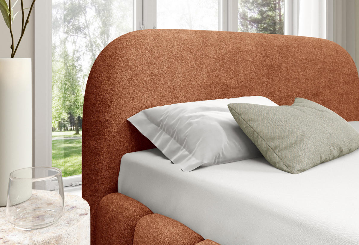 POLSTERBETT mit Stauraum 140x200 cm in Orange - Rostfarben, Textil (140/200cm) - Home Collective