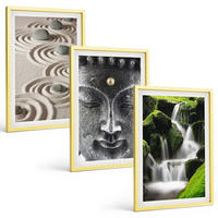 BILDER SET 3er Set - 40x60 cm Goldrahmen - Der Frieden der Steine des Buda Zen-Wasserfalls - Goldfarben, Kunststoff (40/60cm) - TULUP