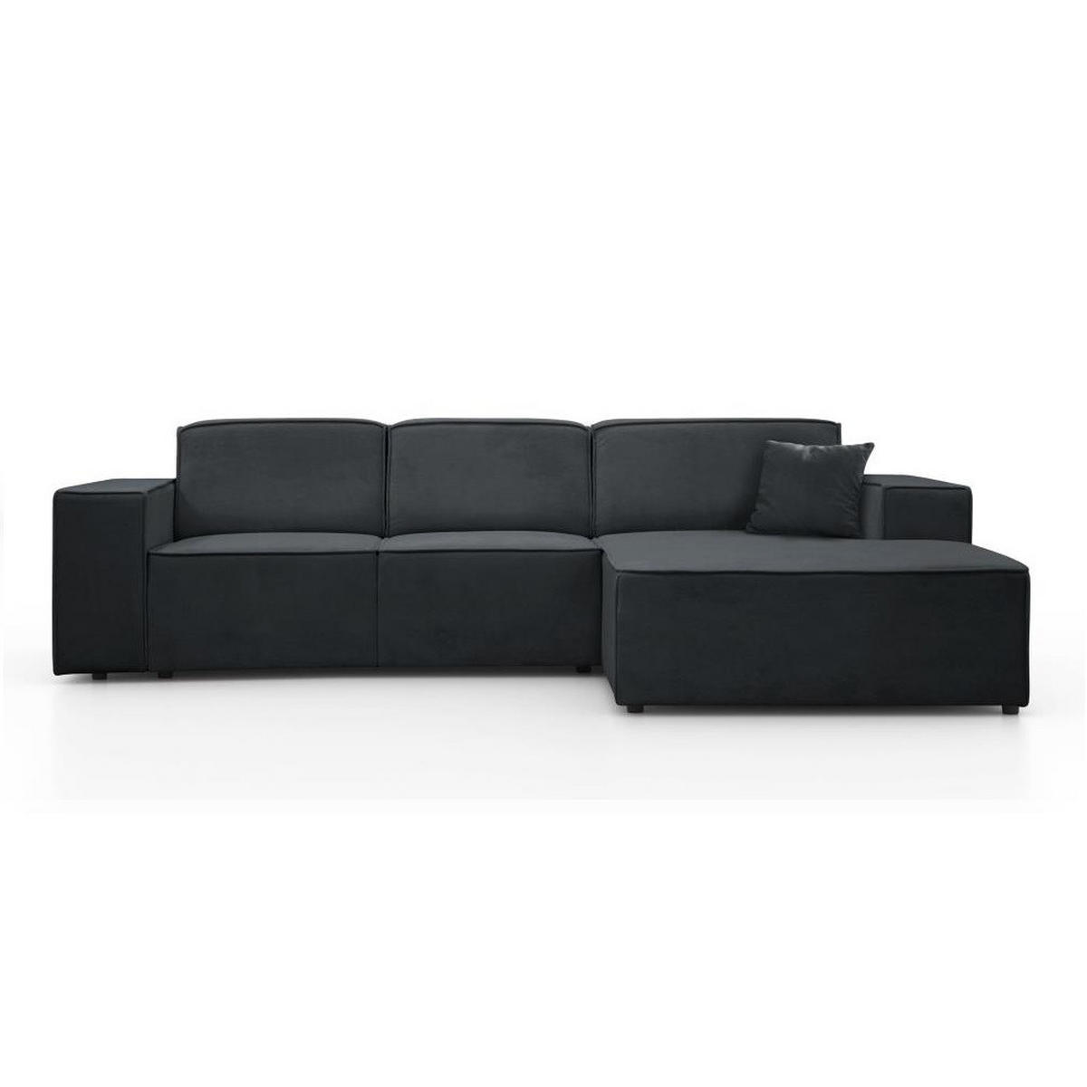 ECKSOFA ohne Schlaffunktion Pedro L dunkelgrau rechts - Dunkelgrau/Schwarz, Kunststoff/Textil (267/170cm) - Beautysofa