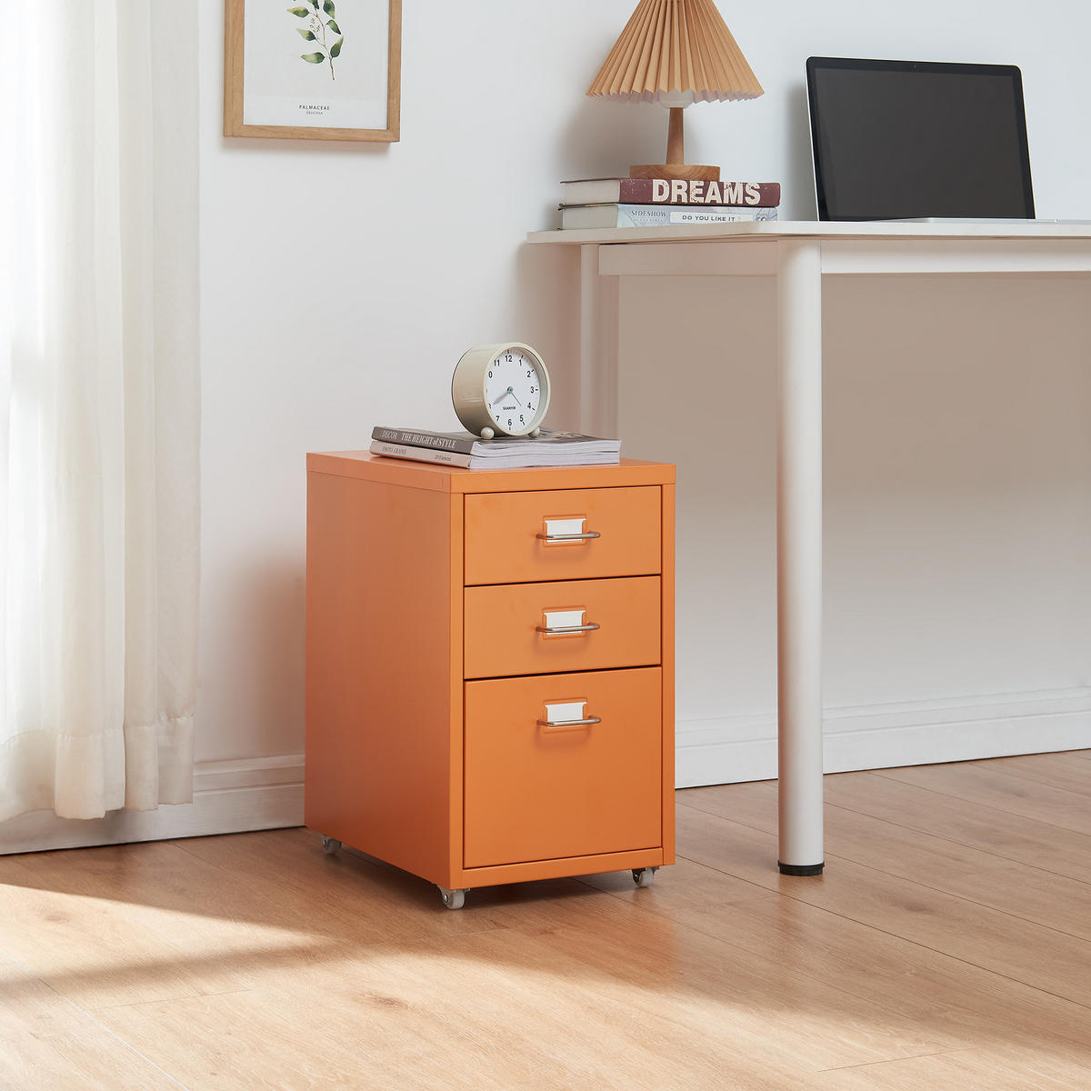 ROLLCONTAINER Kökar - Orange, Metall (28/48/41cm) - [en.casa]