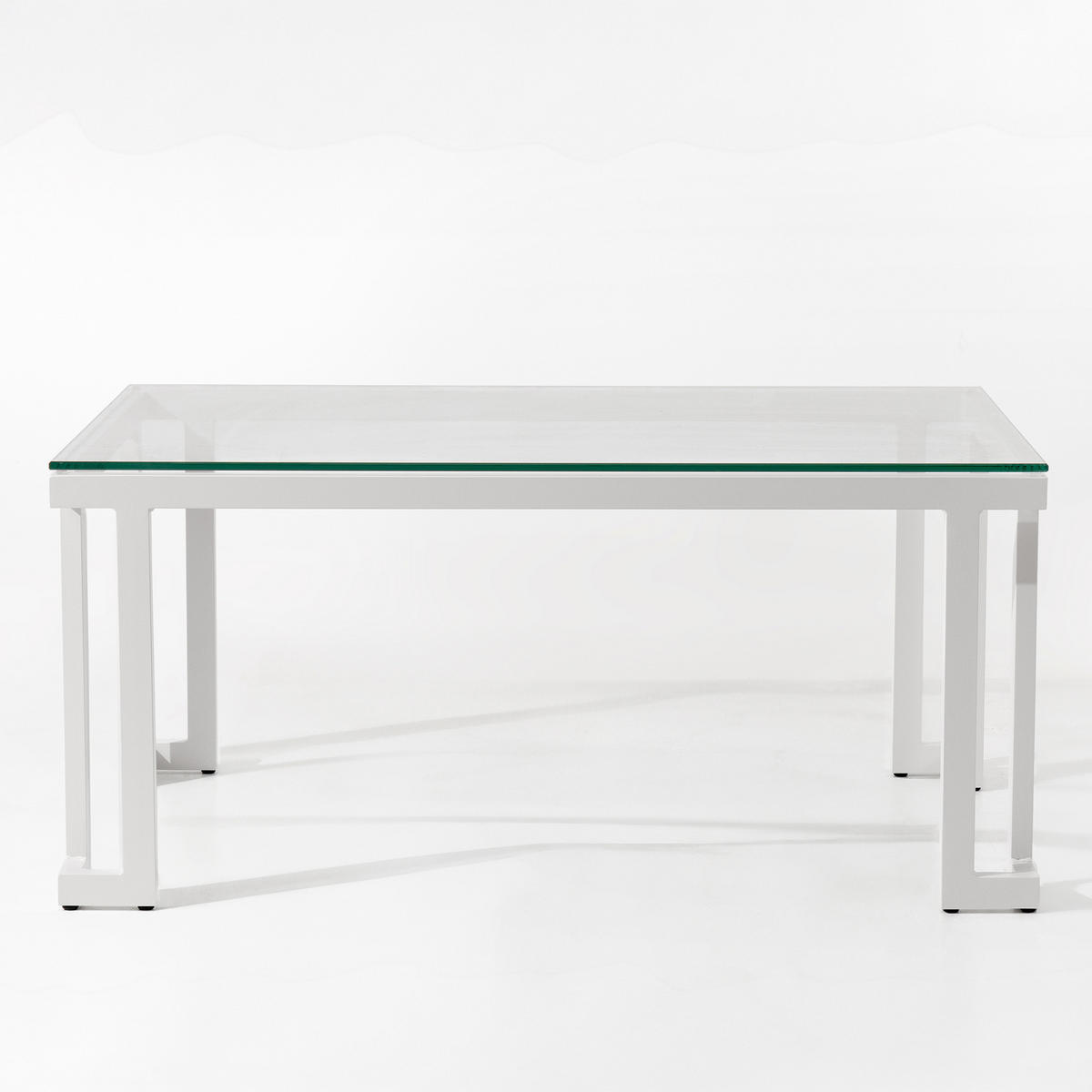 GARTENLOUNGE-SET TRIGLO 1x Tisch, 2x Sessel, 1x Sofa 3-Sitzer, 4-tlg., Modern, Weiß - Weiß/Hellgrün, Glas/Textil - KONSIMO®