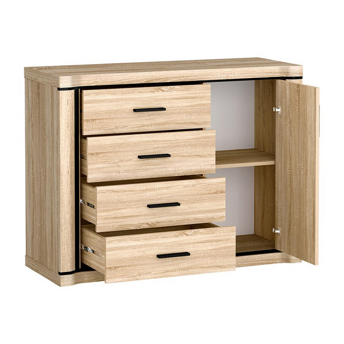 KOMMODE Dallas D-3 117 x 91 x 45 cm Eiche Sonoma - Sonoma Eiche, Holzwerkstoff/Kunststoff (117/91/45cm) - Koseto