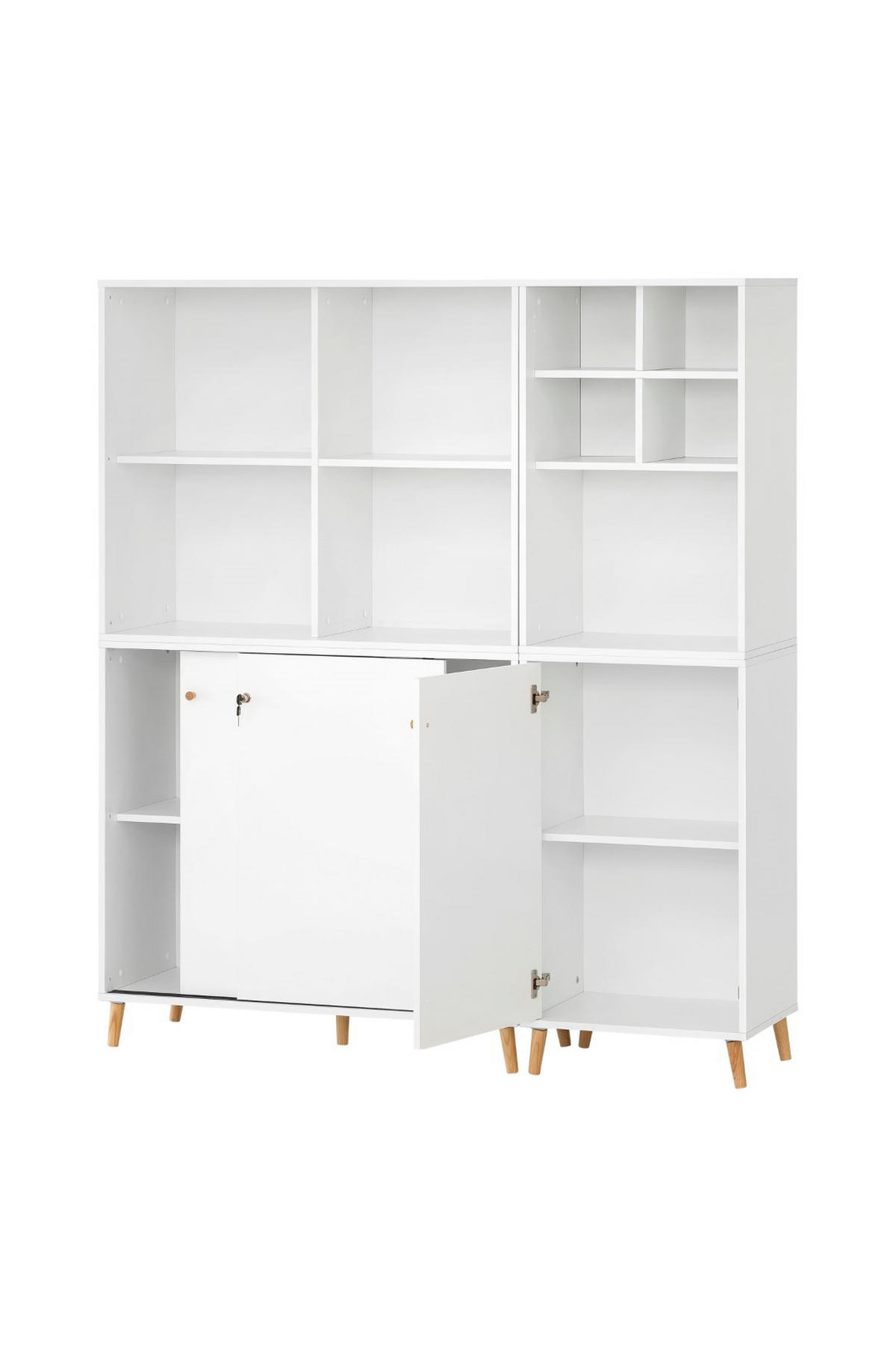 AKTENREGAL Jaguar 2er Set 2 AKTENSCHRANK & REGALKREUZ Breite 51-100 cm Weiß - Weiß, Holz (151/168.7/41cm) - PROREGAL