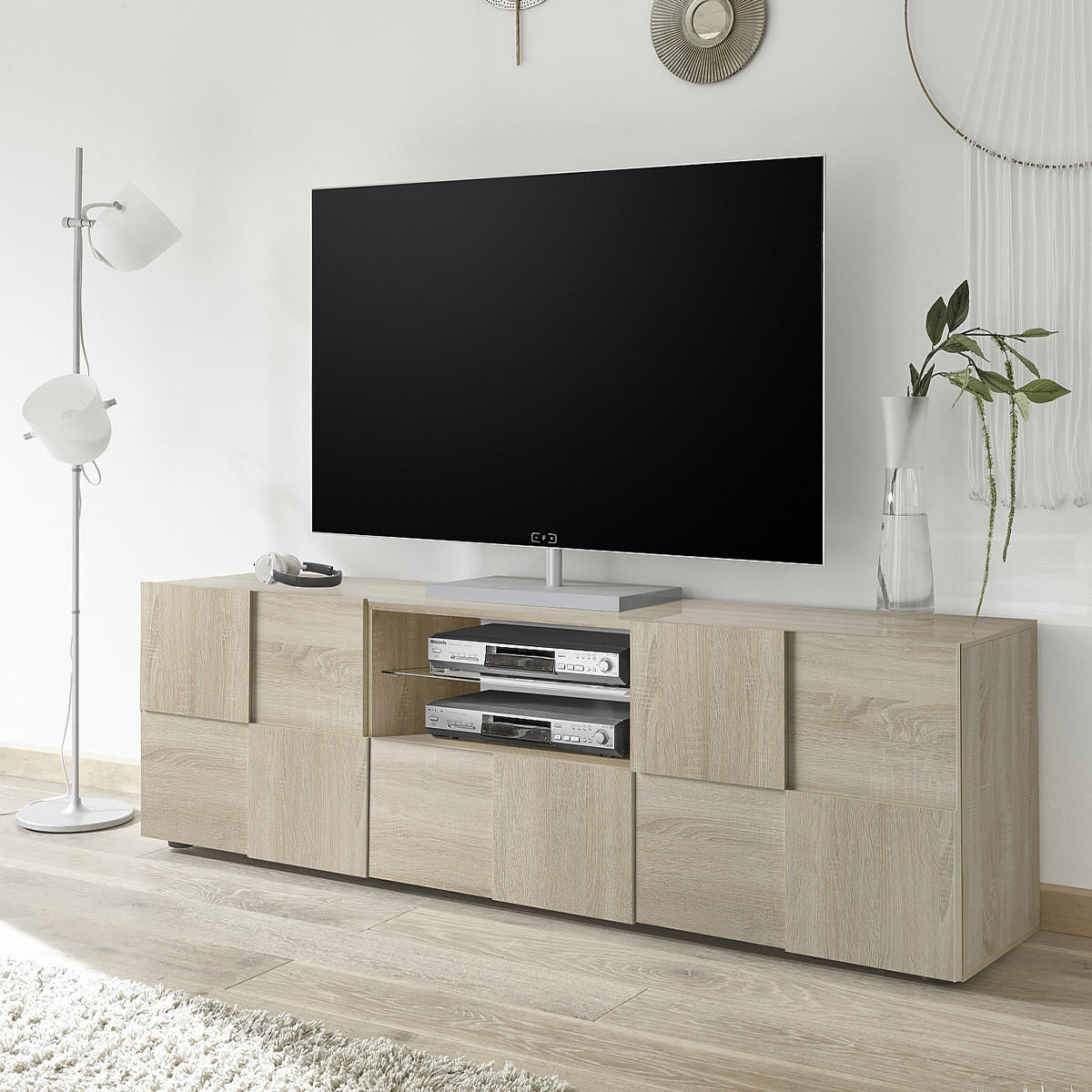 TV-MÖBEL 2 Türen 1 Schublade L181 cm - Dama - Eichefarben, Holzwerkstoff (42/57/181cm) - Calicosy