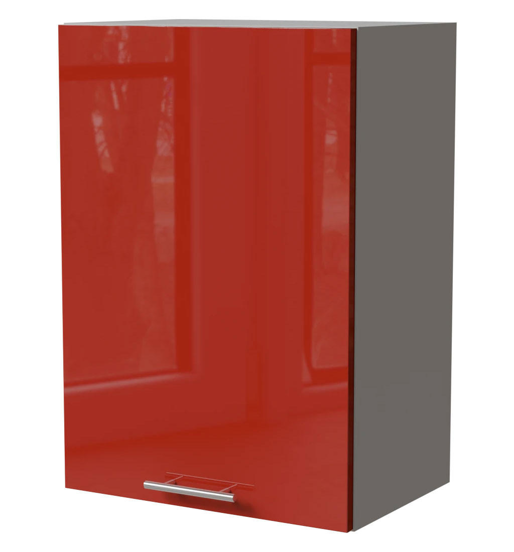 HÄNGESCHRANK Brerra W2/50 Grau / RAL 3002 karminrot Hochglanz 50 / 32,5 / 72cm - Rot/Grau, Holz/Holzwerkstoff (50/72/32.5cm) - Feldmann-Wohnen