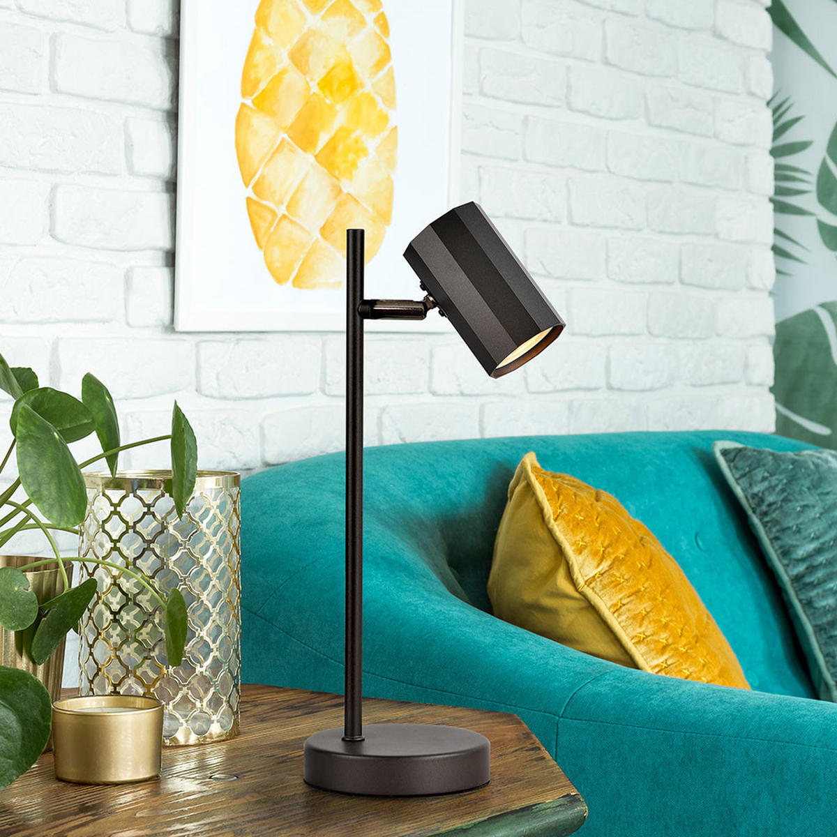 TISCHLEUCHTE grau Flexibel verstellbar - Grau, Metall (16.5/12/35cm) - Globo Lighting