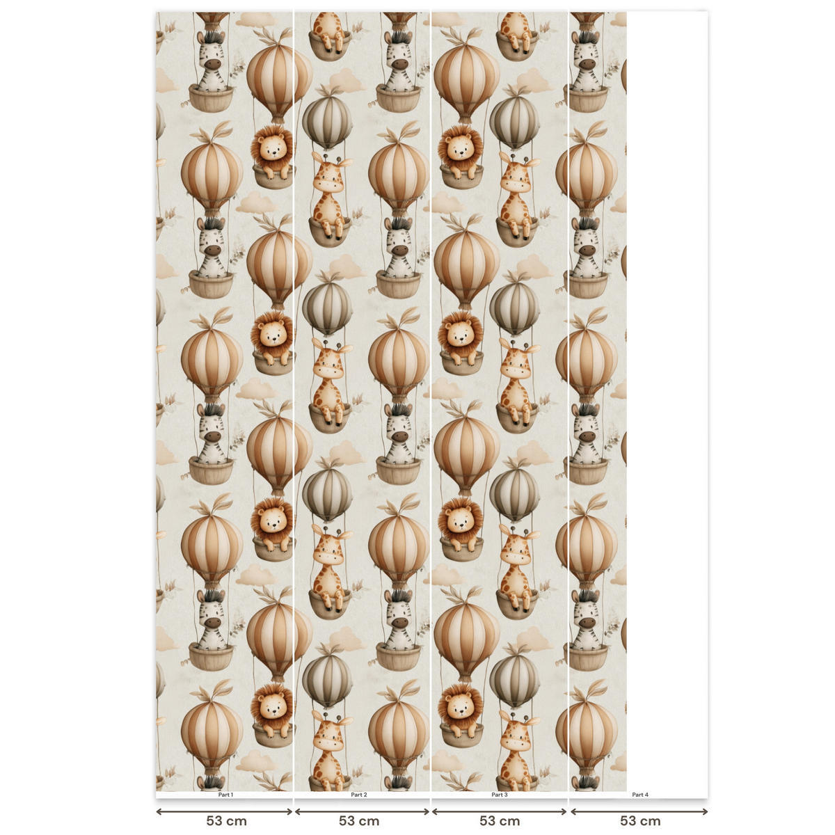 KINDERTAPETE - Safari - Heißluftballons - Taupe - 160x280 cm - Beige, Papier (160/280cm) - OnlyWow
