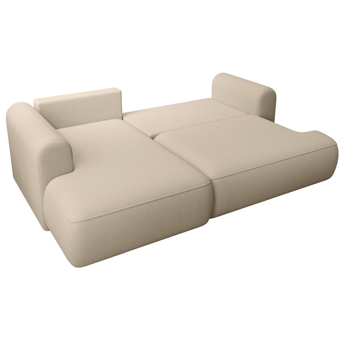 ECKSCHLAFSOFA Ovo Mini Hellbeige Easy-Clean-Samtbezug - Ecru/Schwarz, Kunststoff/Textil (238/156cm) - Selsey