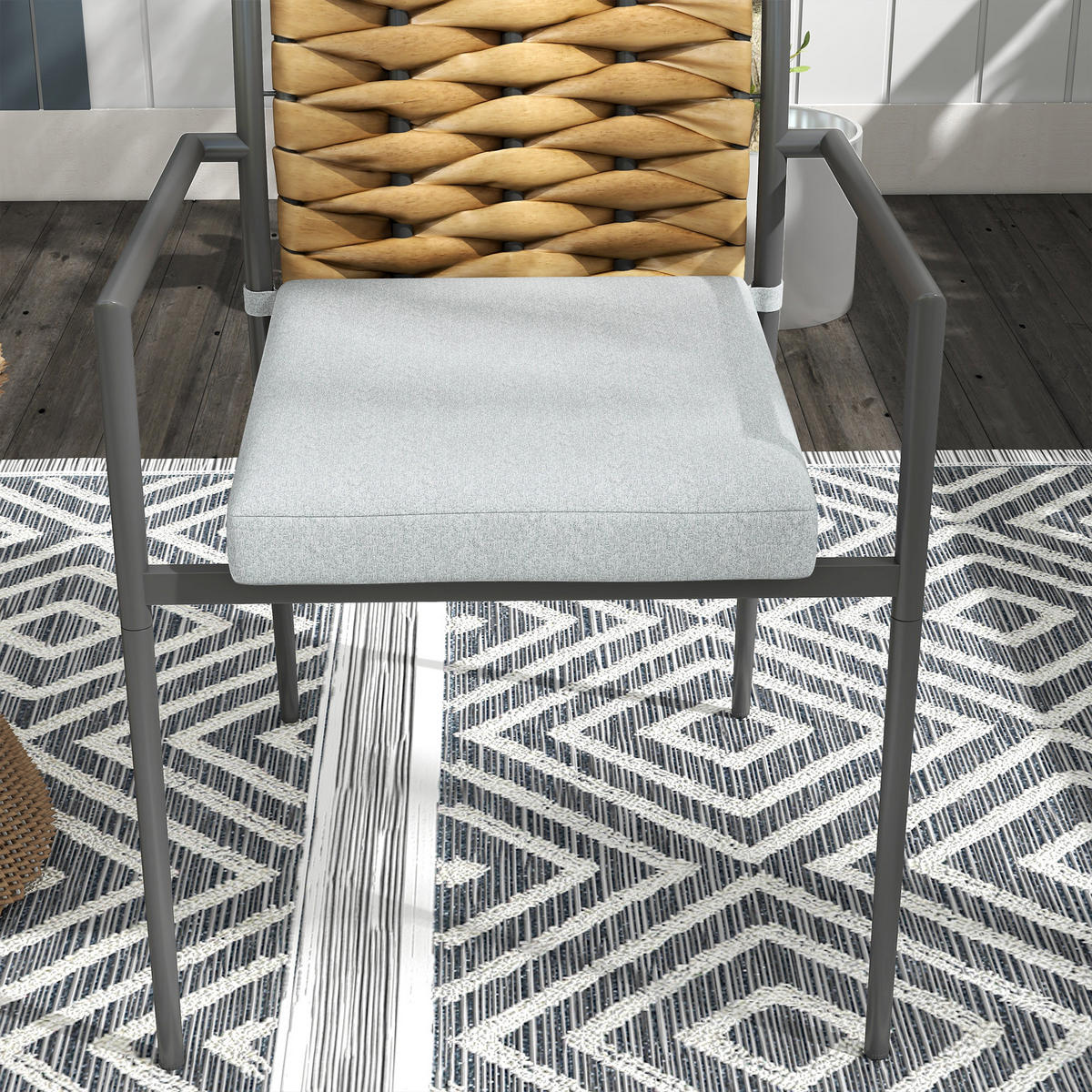 GARTENMÖBEL Set, Stahl, Polyester, Grau - Grau, Kunststoff/Metall - Outsunny