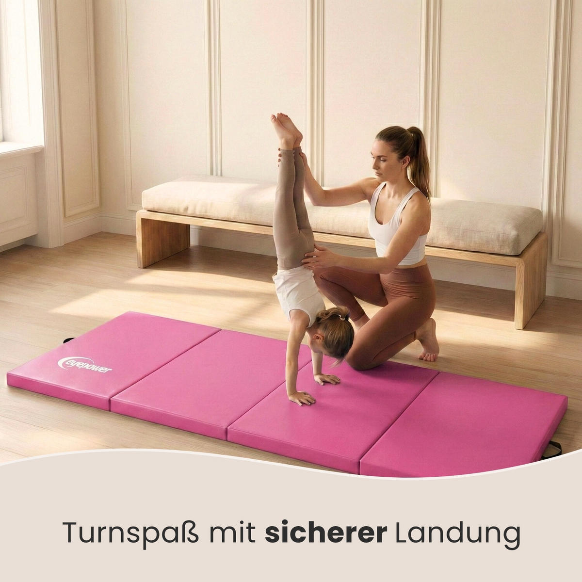GYMNASTIKMATTE zum Wenden - 180/60/5 cm Faltbare Turnmatte - Pink/Lila, Kunststoff (60/180cm) - eyepower