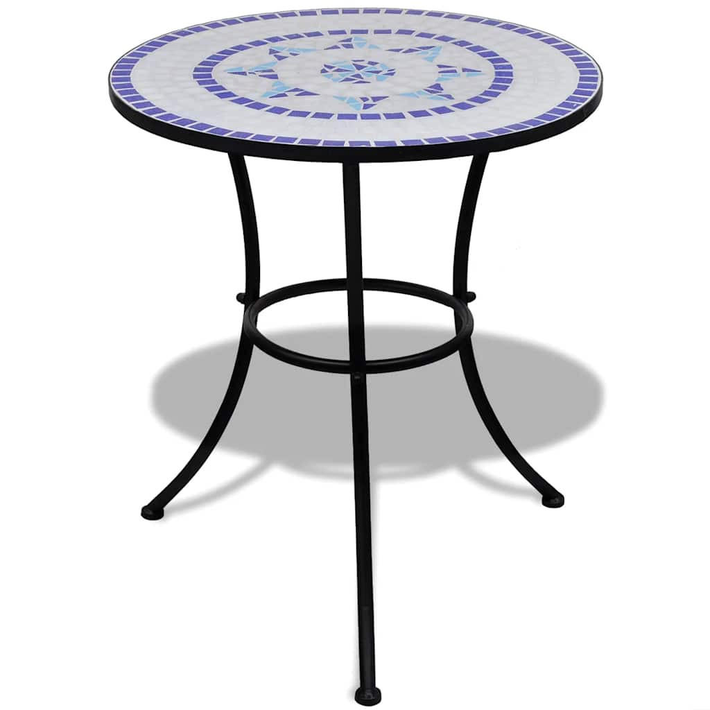 BISTROTISCH Blau Und Weiss 60 Cm Mosaik - Blau, Keramik (60/60/70cm) - vidaXL