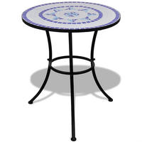 BISTROTISCH Blau Und Weiss 60 Cm Mosaik - Blau, Keramik (60/60/70cm) - vidaXL
