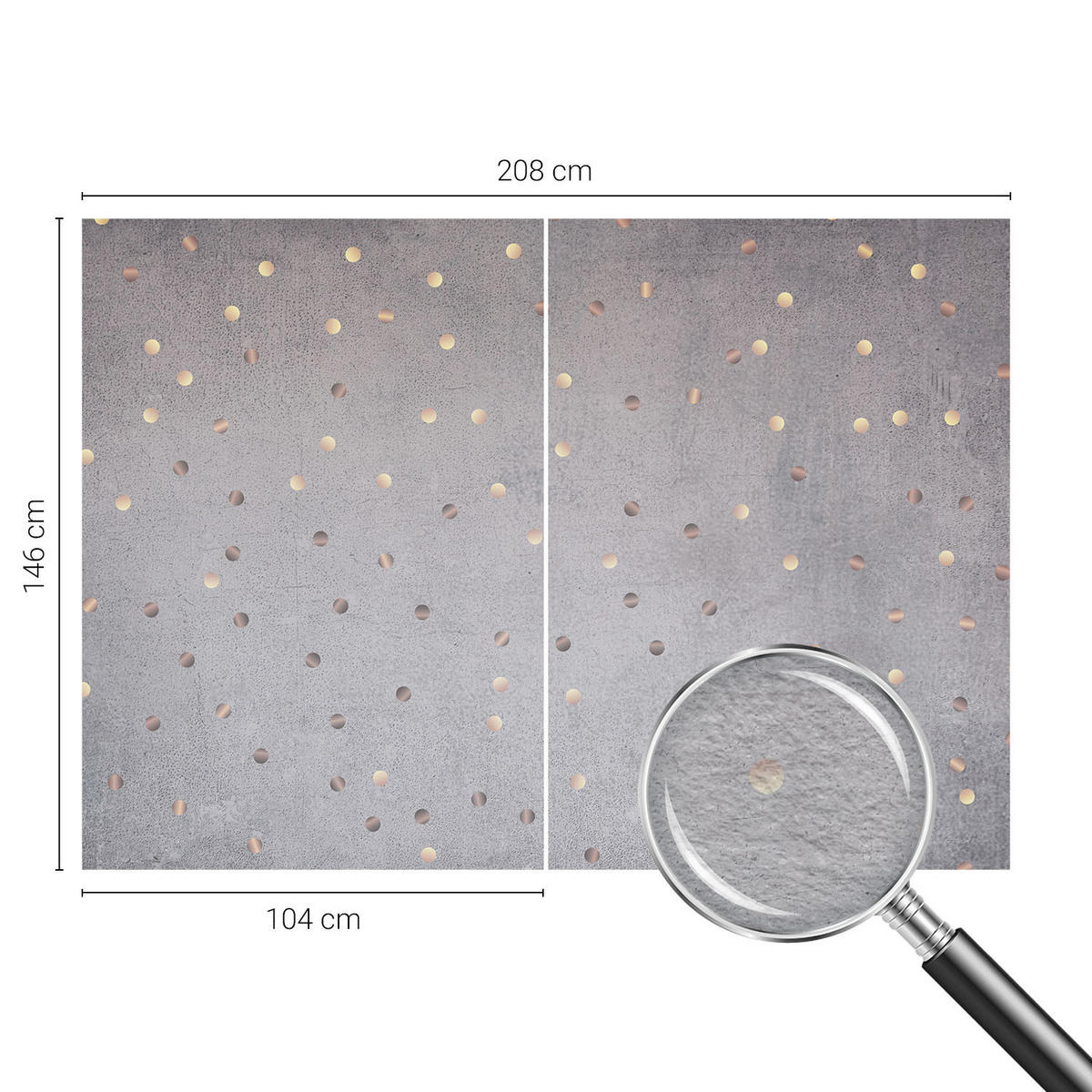 FOTOTAPETE 208x146 cm - Symmetrische Punkte - Grau, Textil (208/146cm) - Wallfluent