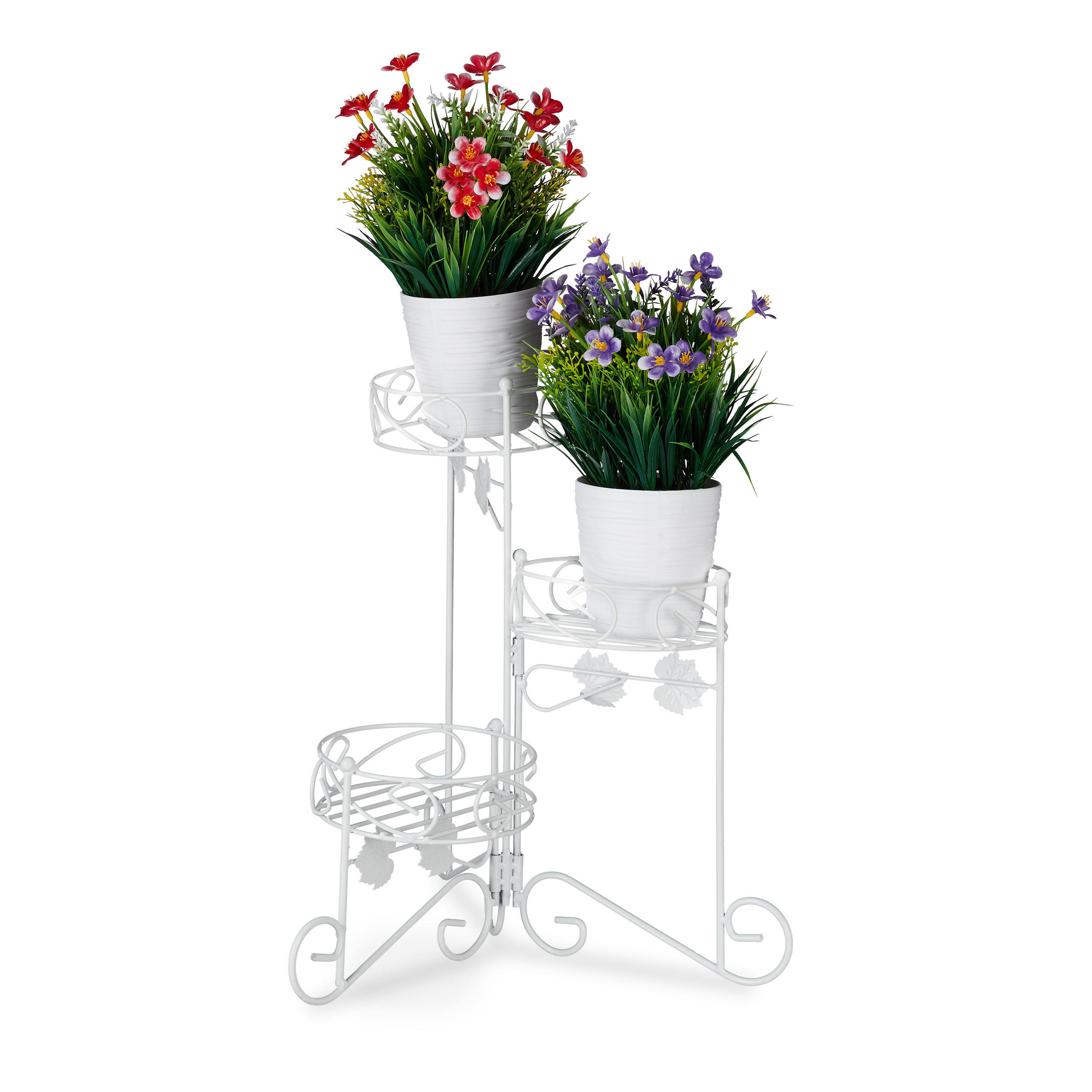 BLUMENSTÄNDER Metall - Weiß, Metall (42/40/30cm) - Relaxdays