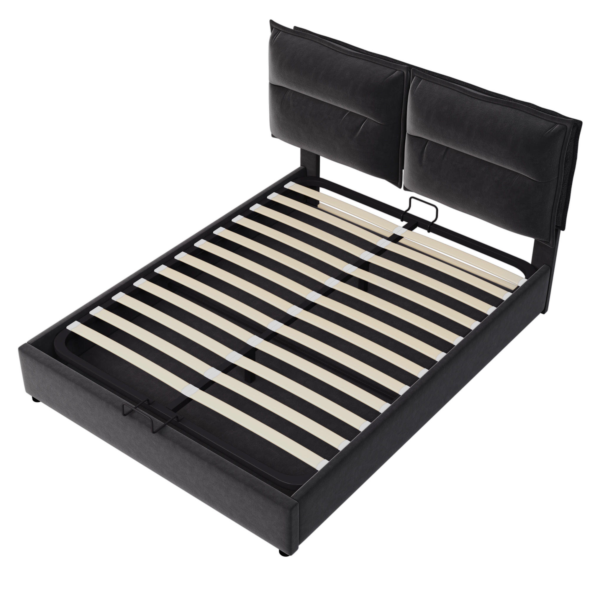 STAURAUMBETT 140/200 cm DE-00174, in Schwarz, hydraulischem Bettkasten - Schwarz, Holz (140/200cm) - ComfortXL