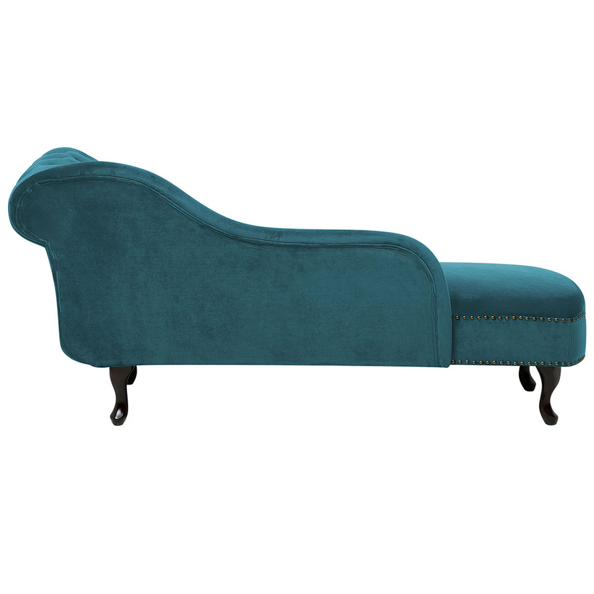 CHAISELONGUE Samtstoff blaugrün rechtsseitig Nimes - Dunkelbraun/Blaugrau, Textil (170/79/61cm) - Beliani