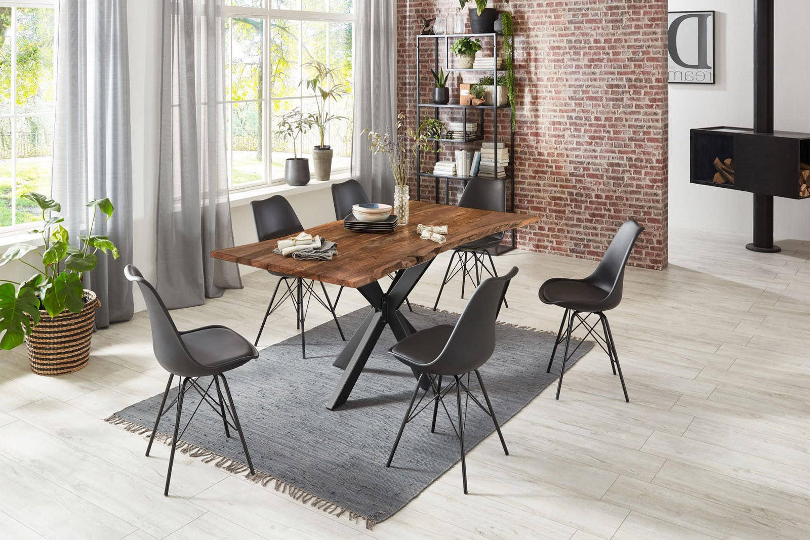 ESSTISCH HELENE - Schwarz/Braun, Holz/Metall (100/280/77cm) - SAM