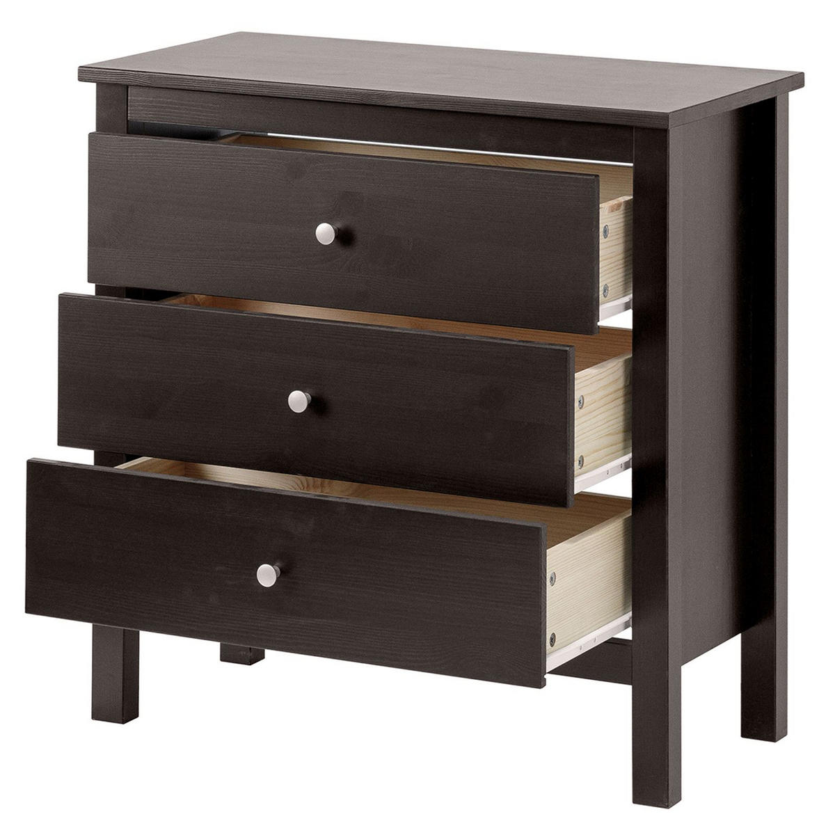 KOMMODE Massivholz 37/75/75 cm - Schwarz, Holz (75/75/37cm) - hagge home