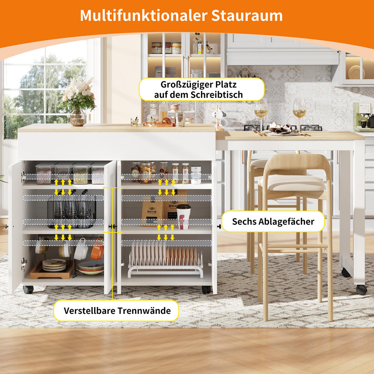 BARTISCH White - Weiß, Holz (50/94/118cm) - Urban Meuble