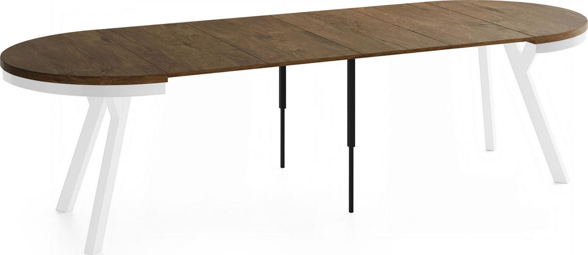 ESSTISCH Vero Neo Weiß rund ausziehbar verlängerbar, Eiche Braun Rustikal 100-300/100/77 cm - Alteiche/Weiß, Holz/Holzwerkstoff (100/100/77cm) - WFL GROUP