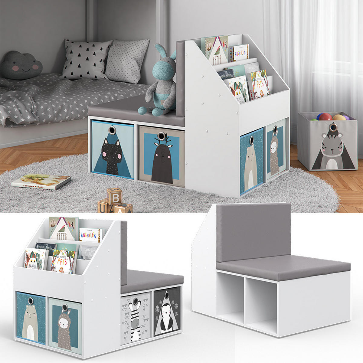 KINDERREGAL Onix Weiß 97.1 x 78.4 cm - Weiß, Holzwerkstoff (97.1/78.4/66.8cm) - Vicco