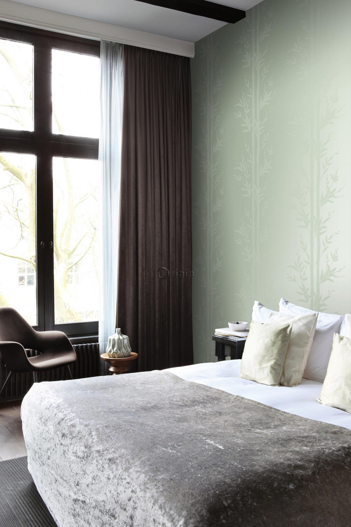 TAPETE Bambusmuster 53 cm x 10.05 m - Grün, Papier (53/1000cm) - Origin Wallcoverings