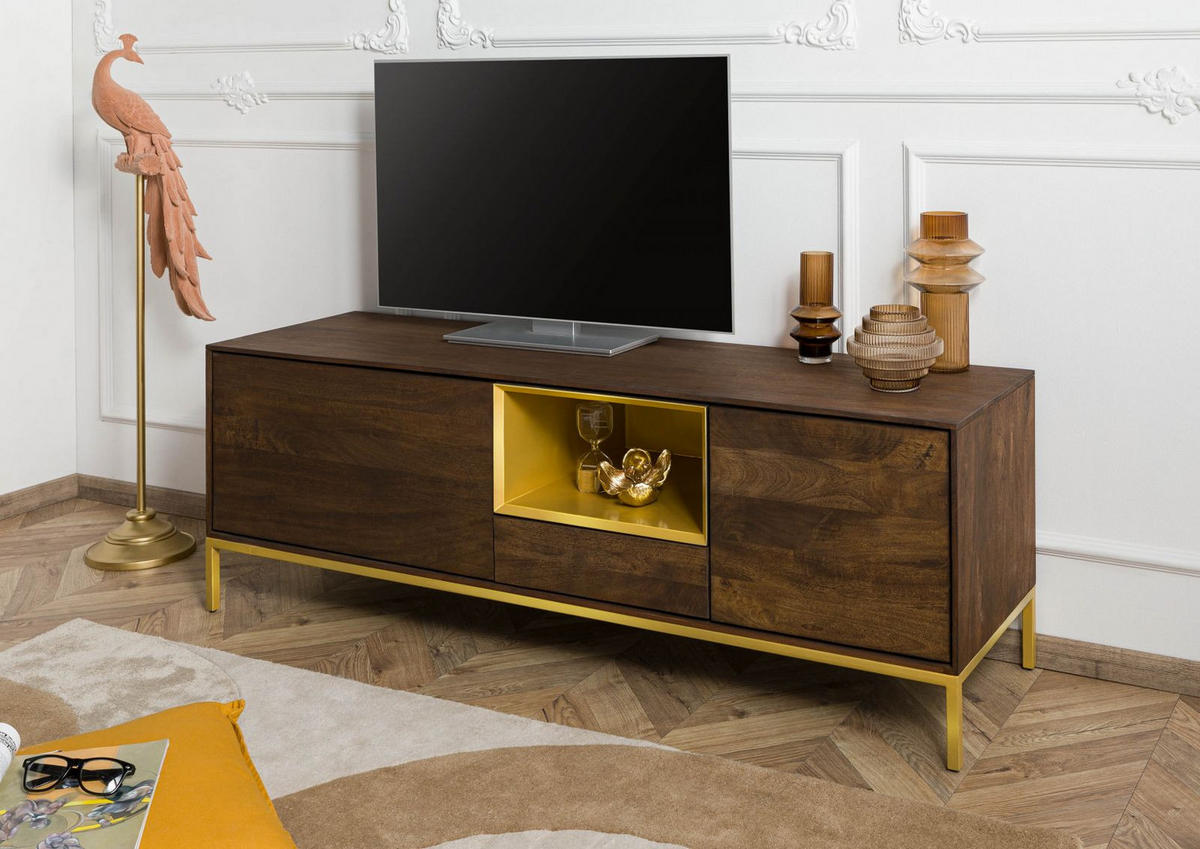 TV-BOARD Mango 160x45x55 braun geölt CHICAGO #101 - Braun, Holz (160/55/45cm) - Massivmoebel24
