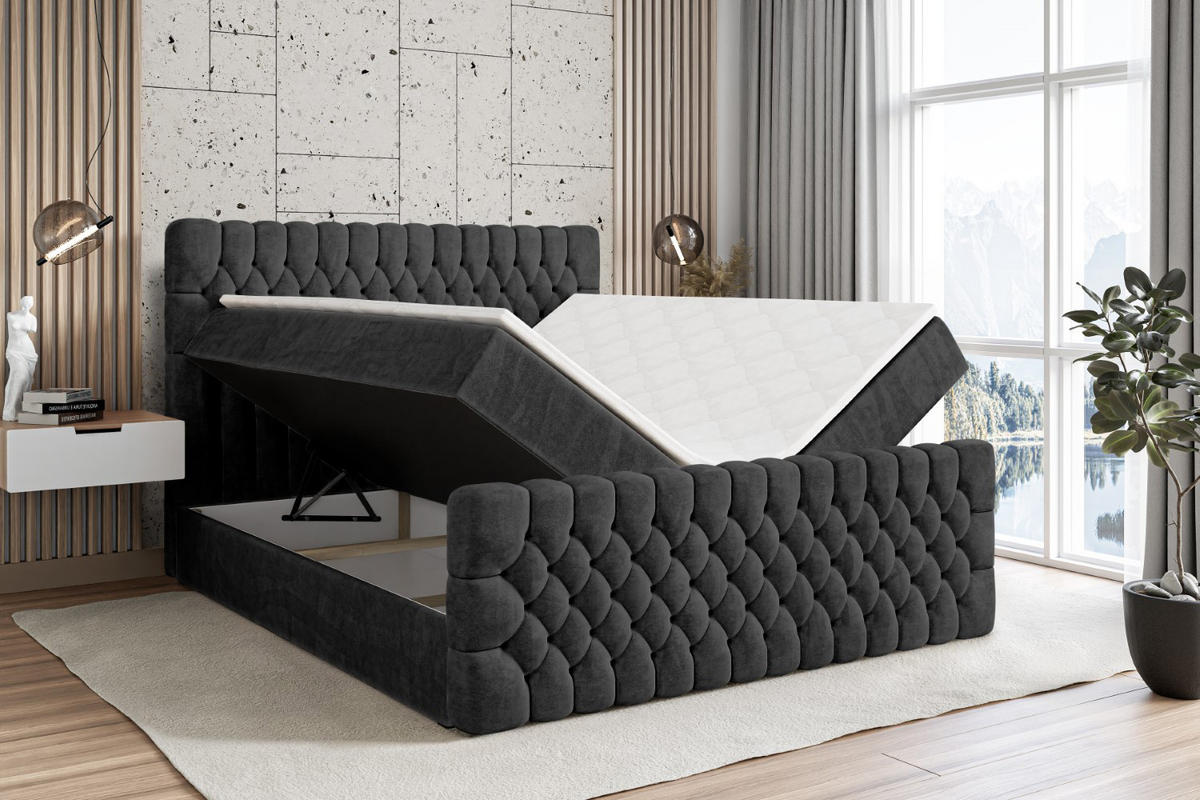 BOXBETT SERENE-Z - 200 x 200 - H4 - Schwarz - Schwarz, Holzwerkstoff (200/200cm) - ALTDECOR