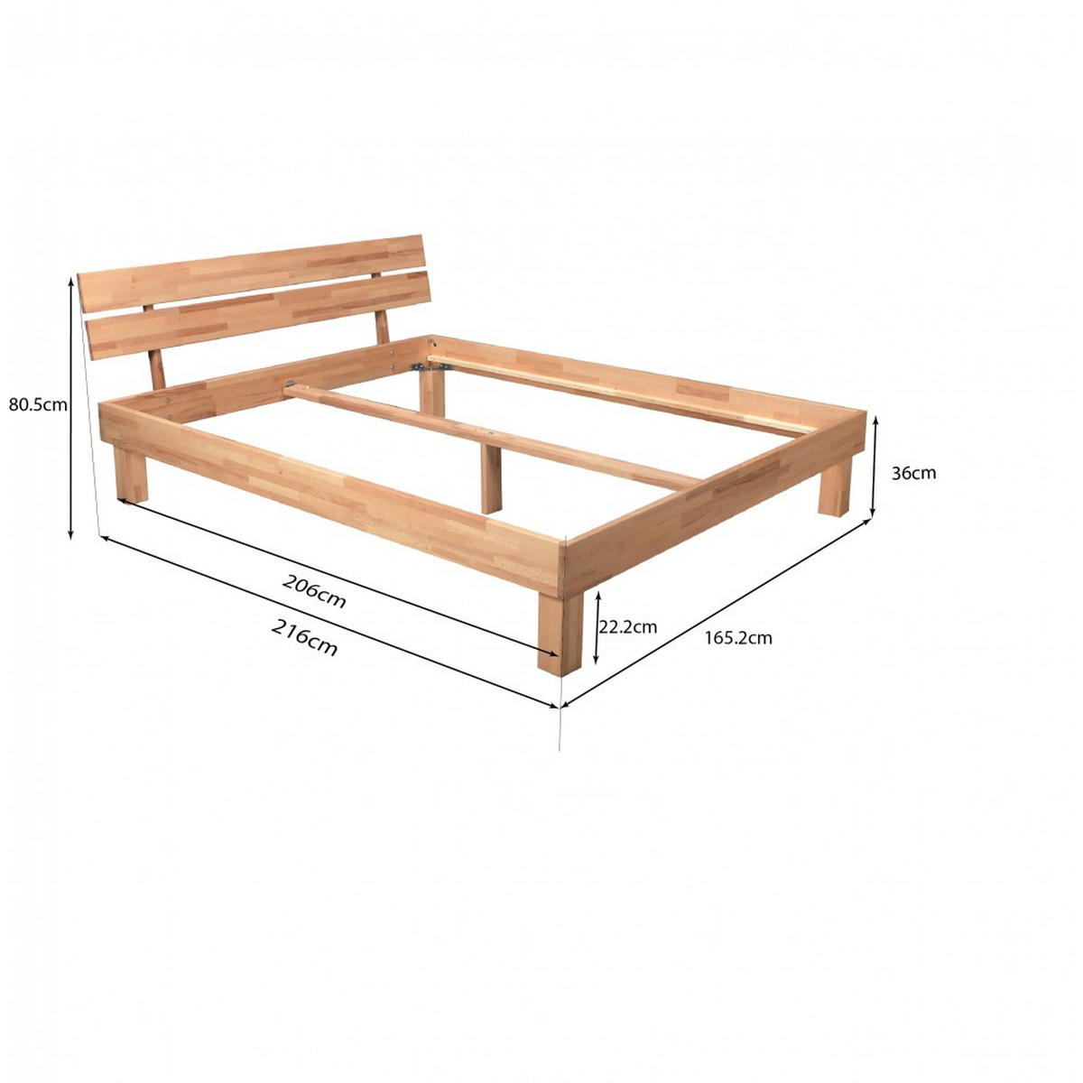 MASSIVHOLZBETT RIVA / BETT 160X200 - BUCHE MASSIV GEÖLT - Buchefarben, Holz (160/200cm) - Weber Industries