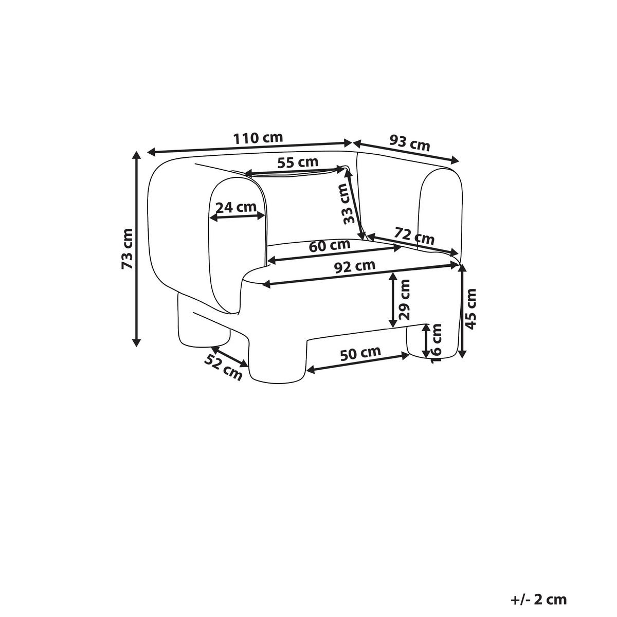 SESSEL Stoff Weiß Hogbo - Weiß, Textil (110/73/93cm) - Beliani