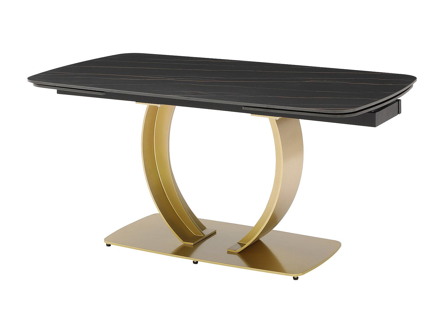 ESSTISCH ausziehbar - 6 bis 10 Personen - Keramik & goldfarbenes Metall - Marmor-Optik Schwarz - OLIFIA - Goldfarben/Schwarz, Keramik (240/90/76cm) - Vente-Unique