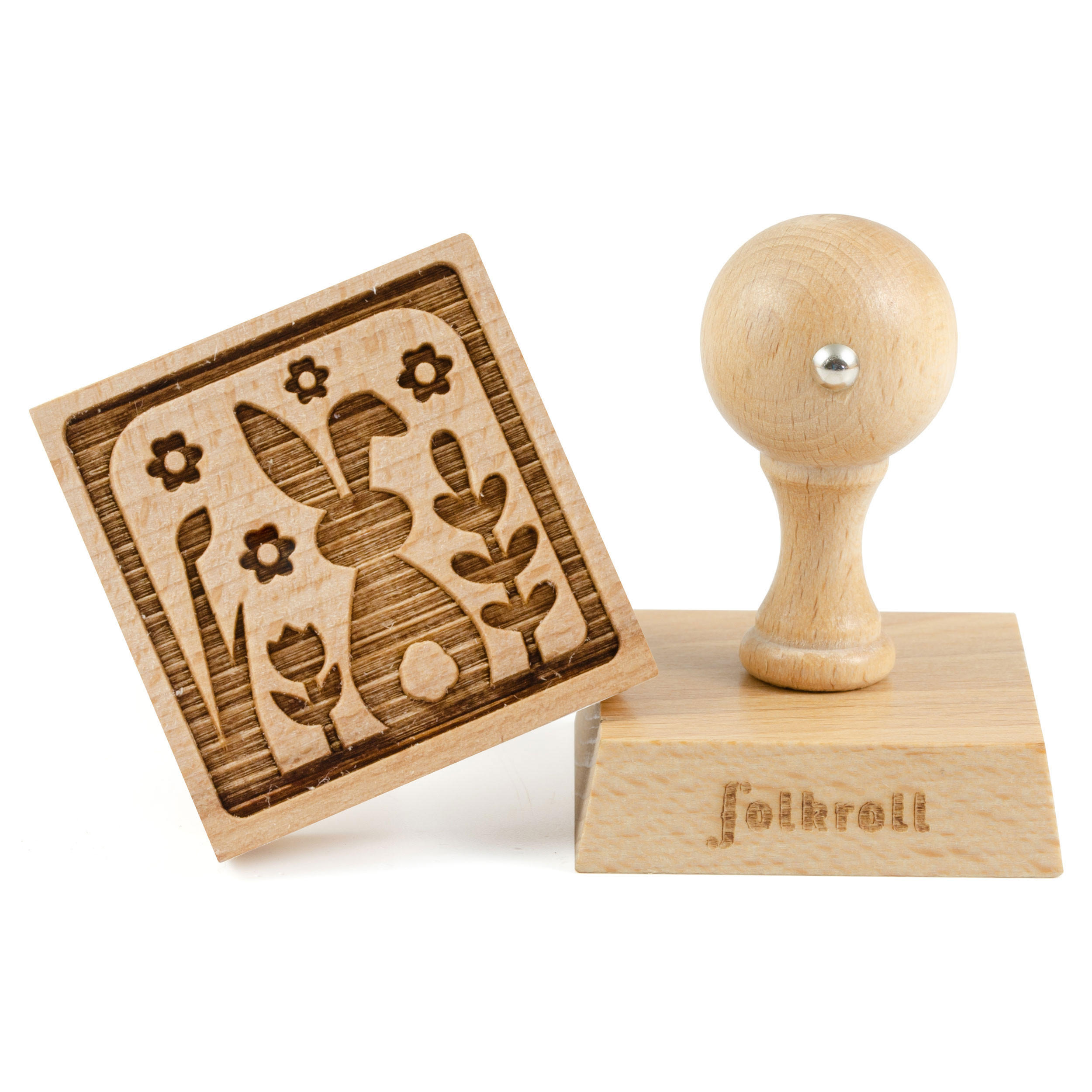 KEKSSTEMPEL Osterhase, 55x55 mm, Buchenholz - Braun, Holz (5.5/7/5.5cm) - Folkroll