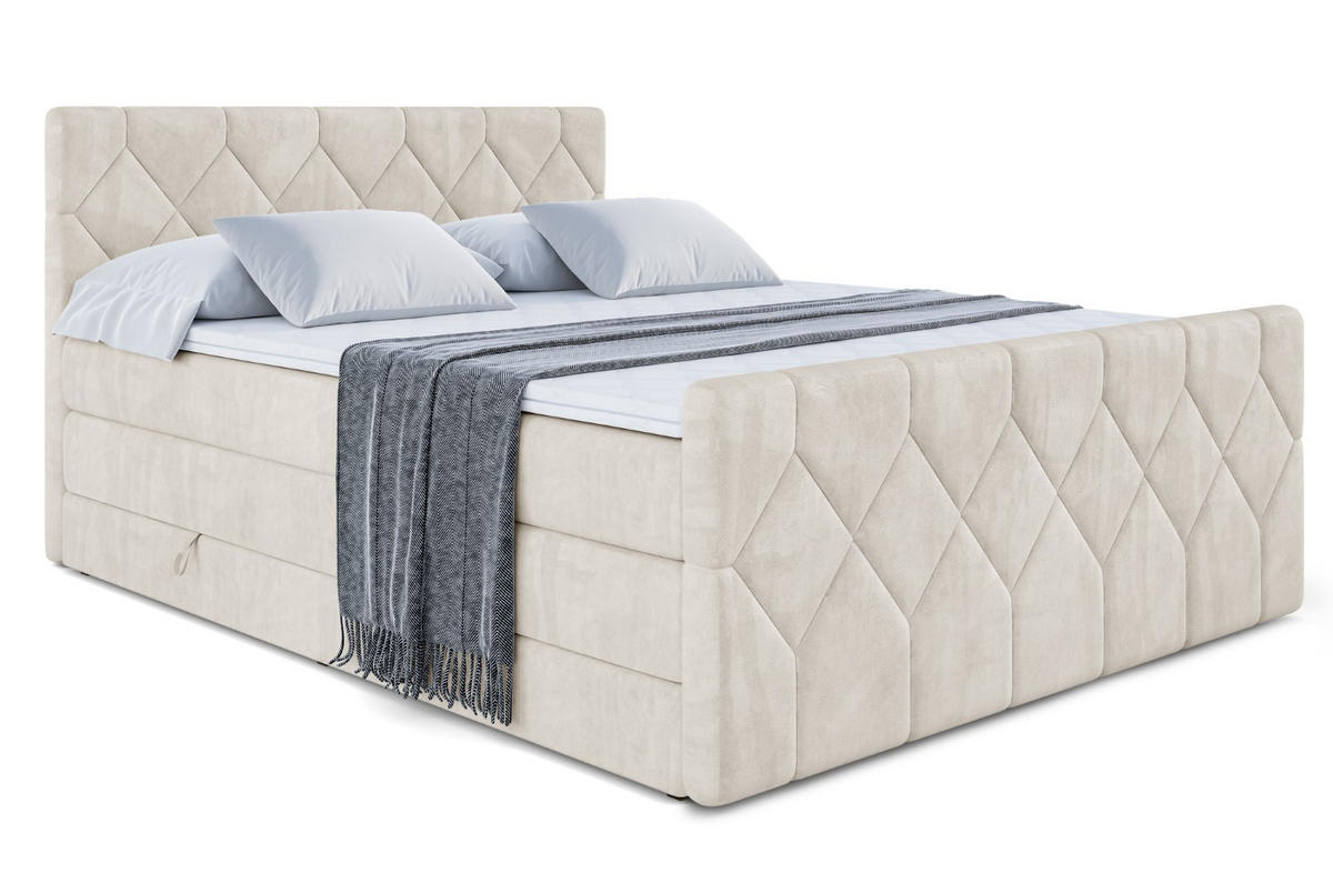 BOXSPRINGBETT CATOR-Z KING - 160x200 - H3/H4 - Creme - Creme, Holzwerkstoff (160/200cm) - ALTDECOR