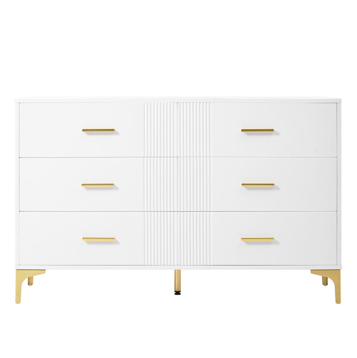 KOMMODE 120/40/76 cm aus MDF mit 6 Schubladen und Wellenfront Weiß - Weiß, Holzwerkstoff (120/76/40cm) - Modenvie