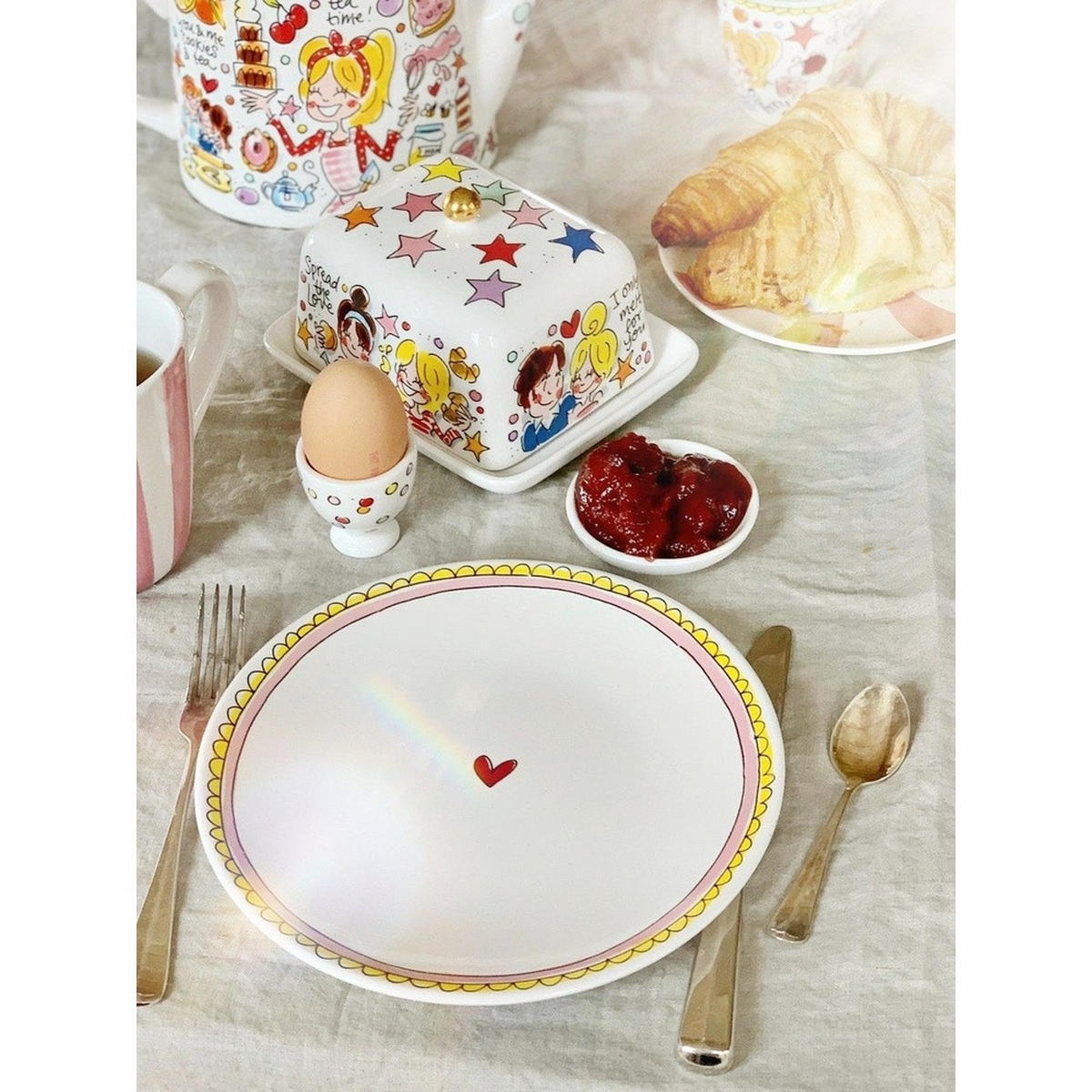 FRÜHSTÜCKSTELLER Herz in Rosa - 22cm - Multicolor, Keramik (21.8/21.8/2.5cm) - Blond Amsterdam