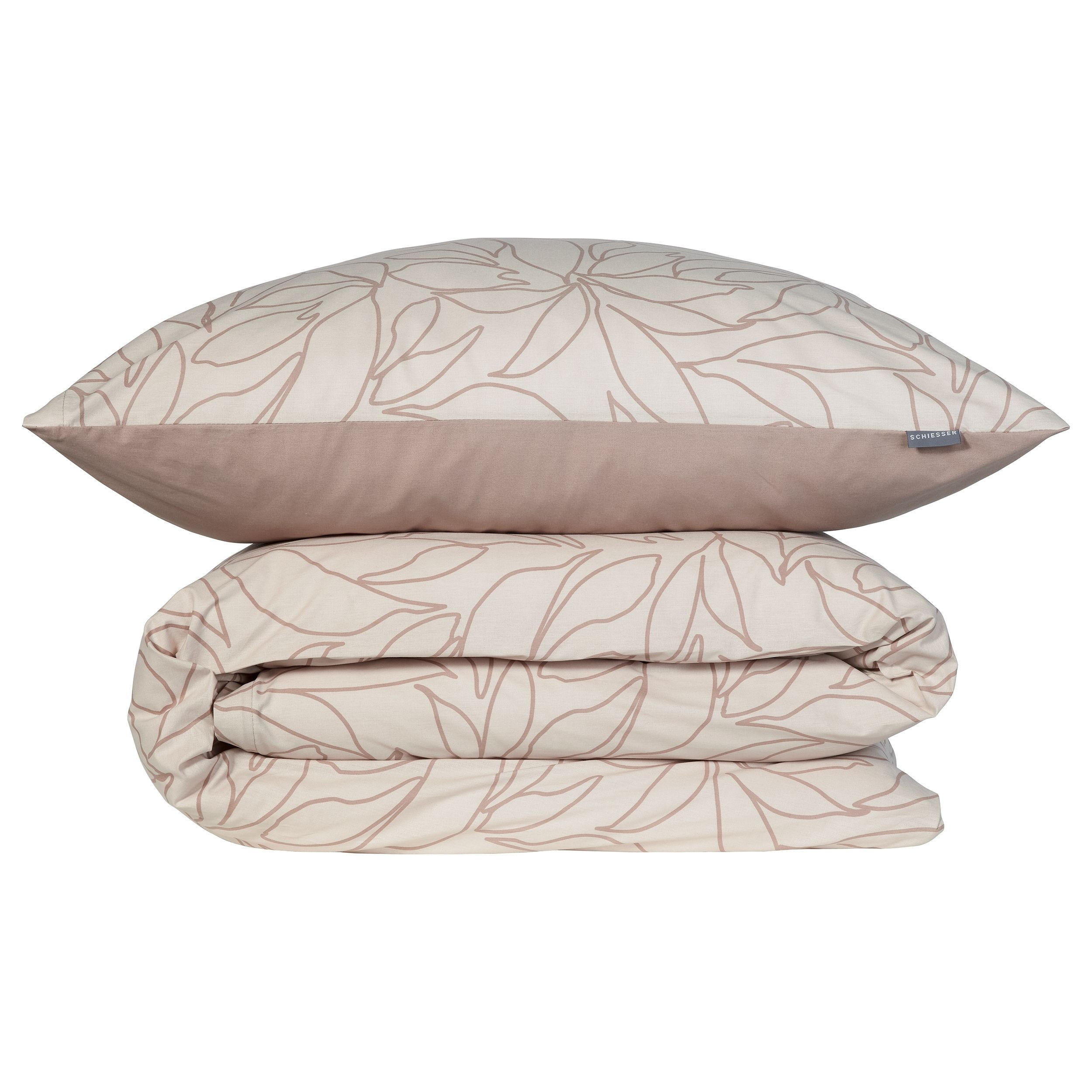 BETTWÄSCHESET Leaves - Renforcé - 2-teilig - 135 x 200 cm - Taupe - Taupe, Textil (135/200cm) - SCHIESSER