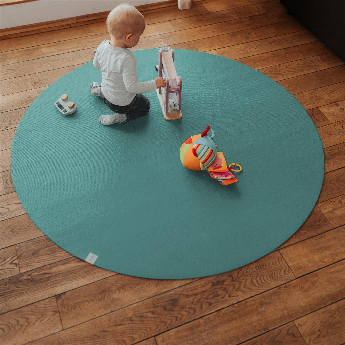 KRABBELMATTE Rund 160cm Petrol - Petrol, Textil (160/160cm) - Sanosoft