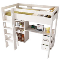 HOCHBETT 90/200 cm in Weiß mit Schreibtisch, Stauraum und USB- und Type-C-Anschlüssen - Weiß, Holzwerkstoff (90/200cm) - Flora Grace