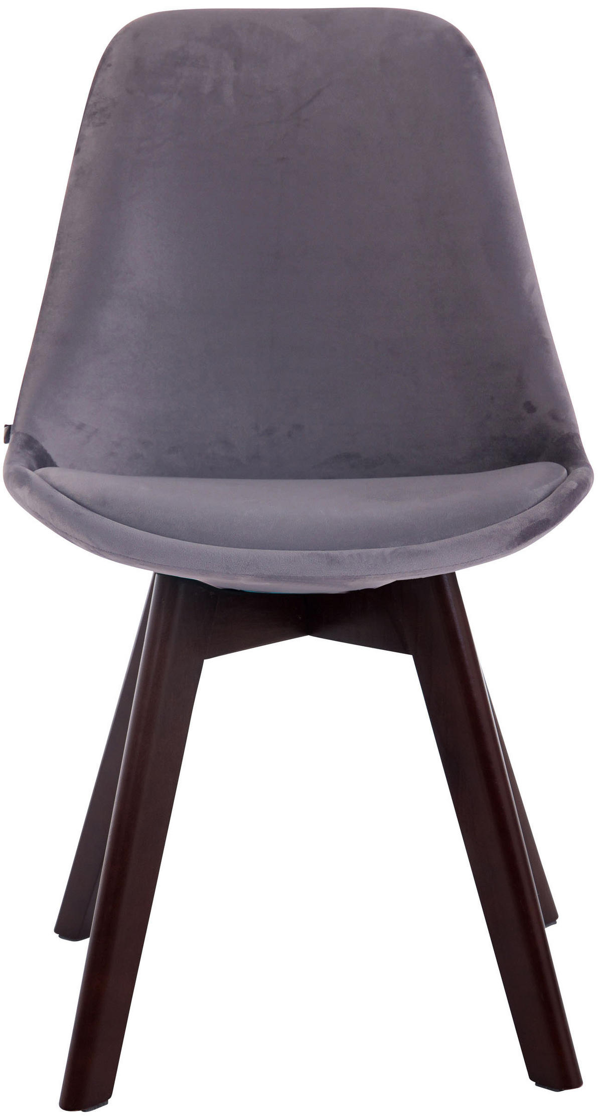 STUHL Samt dunkelgrau - Dunkelgrau/Walnussfarben, Holz/Textil (48/84/55cm) - CLP